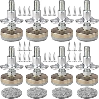 Heavy Duty Furniture Leveling Feet Adjustable Furniture Leg Levelers for Tables Chairs Cabinets Sofa Raiser, Support 2640LBs, T- Nut Kit 3/8”-16 Thread, Large Base,w/ 8 Felt Pads,24 Screws (8 Pack)