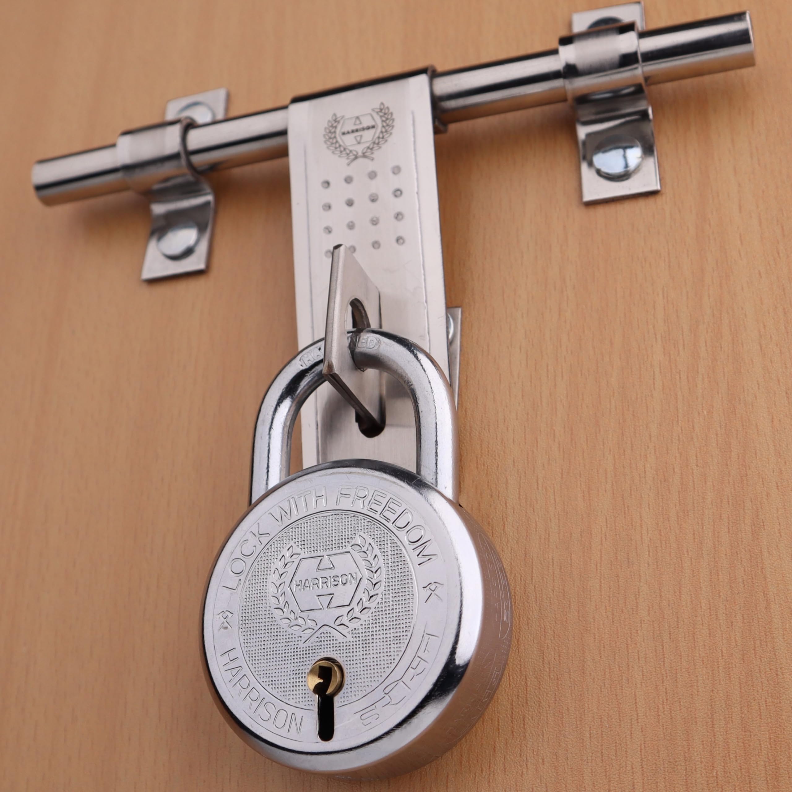 Harrison Padlocks/Round Padlock 70mm 7 Lever with 3 Keys T-26-0279 Pack of 1/ Mild Steel Material/Bright Chrome Polished Finish/Door Lock, Shutter Lock, Godown Lock, gate Lock (B0CVDT6SG3) Amazon Price History, Amazon Price Tracker