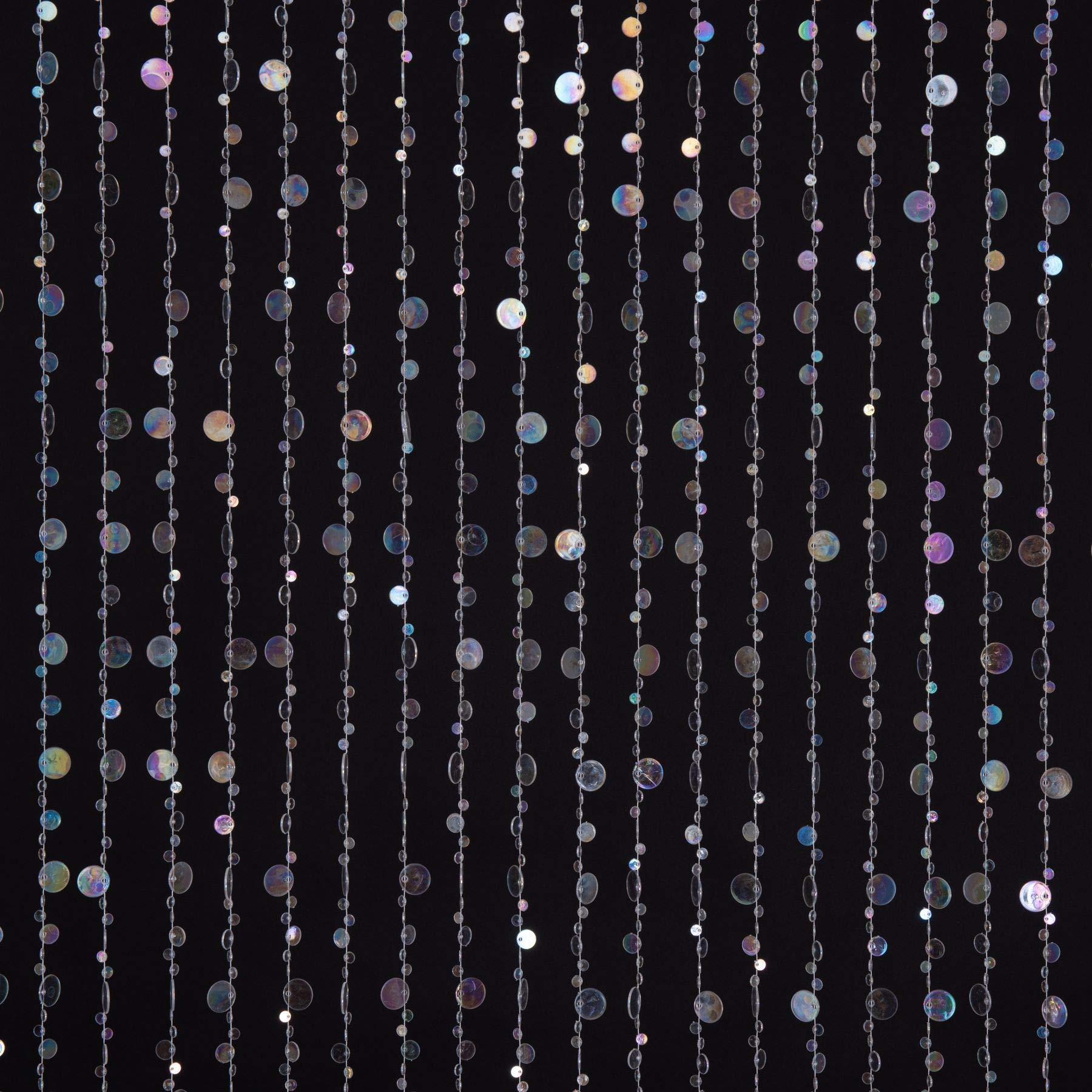Faux Crystal Iridescent Bubbles Beaded Curtain , Acrylic Bubbles Beaded Doorway Curtains (1pc 3FTx9FT, Crystal Iridescent)