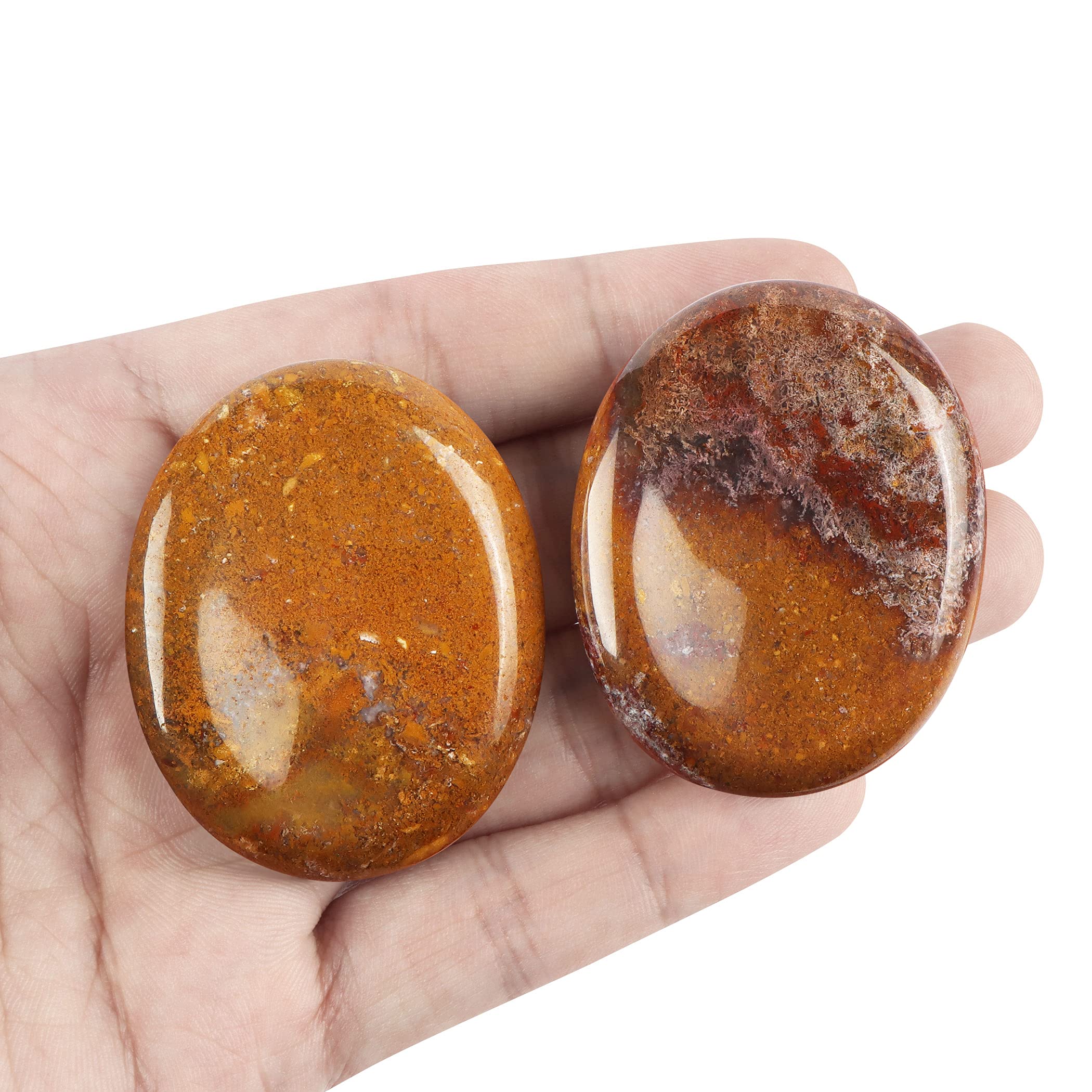 ArtistoneOcean Jasper Crystal Worry Stone Natural Chakra Reiki Healing Crystals Polished Oval Pocket Palm Stone for Anxiety Stress Relief 2 PCS