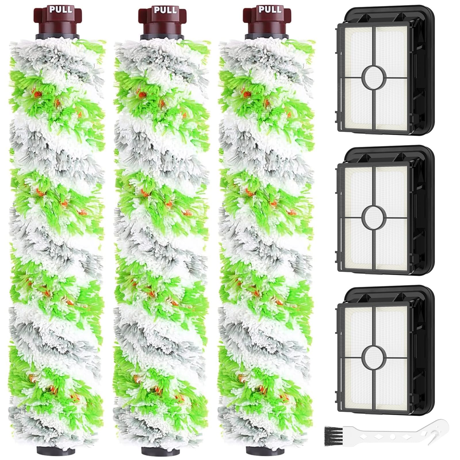JORAIR Brush Filter Replacement Compatible with Bissell CrossWave Pet Pro All in One, 3 Multi-Surface Brush Roll 1868 + 3 Vacuum Filter 1866 Vacuum Filter, Compare to Part 1608683, 160-8683, 1608684