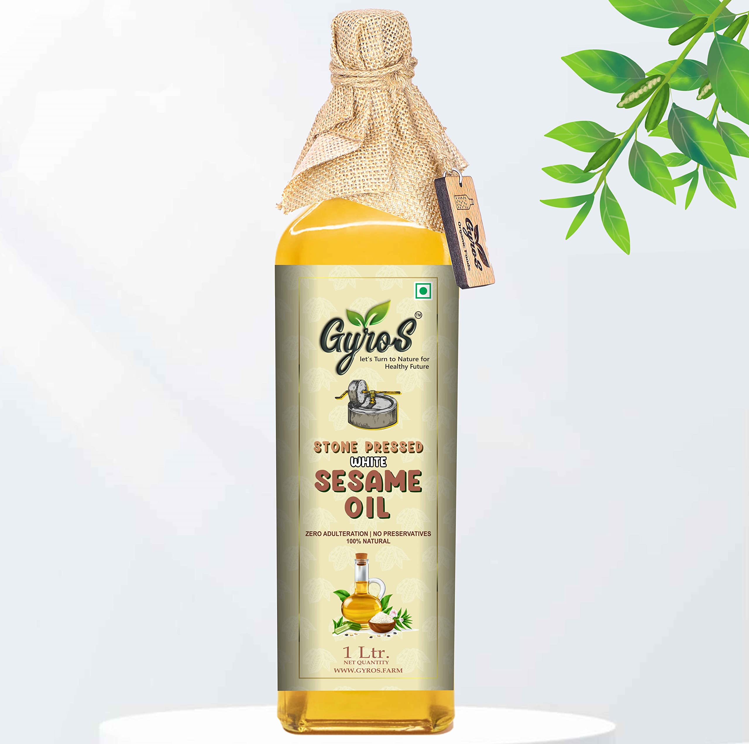 Gyros Farm 1 Litre Organic Wooden/Stone Cold Pressed Sesame/Gingelly Oil/Til Tel for Cooking & Massage - 1 Litre Glass Bottle (B0BL3DL1XH) Amazon Price History, Amazon Price Tracker