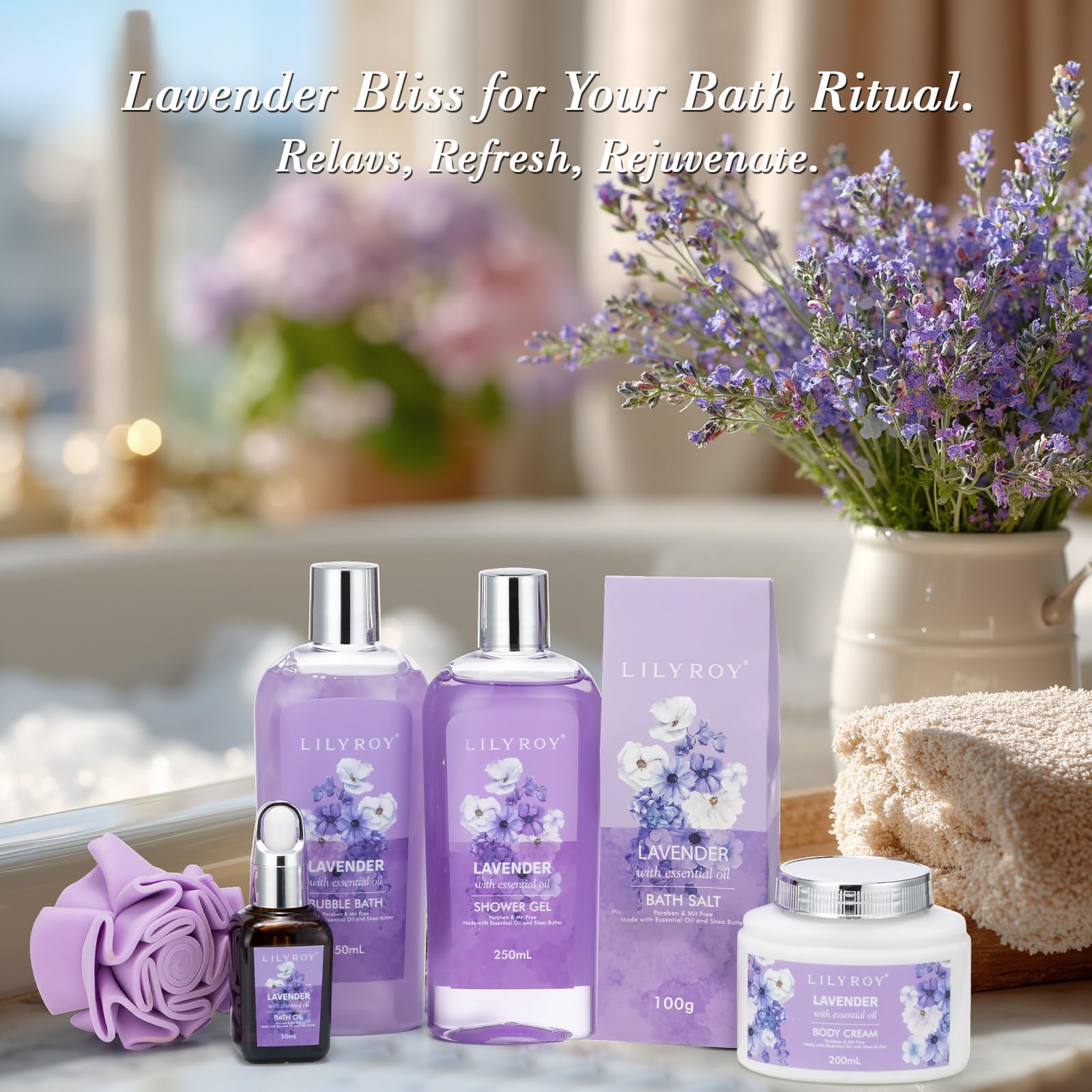 9-Piece Spa Bath Gift Set with Reusable Handwoven Basket