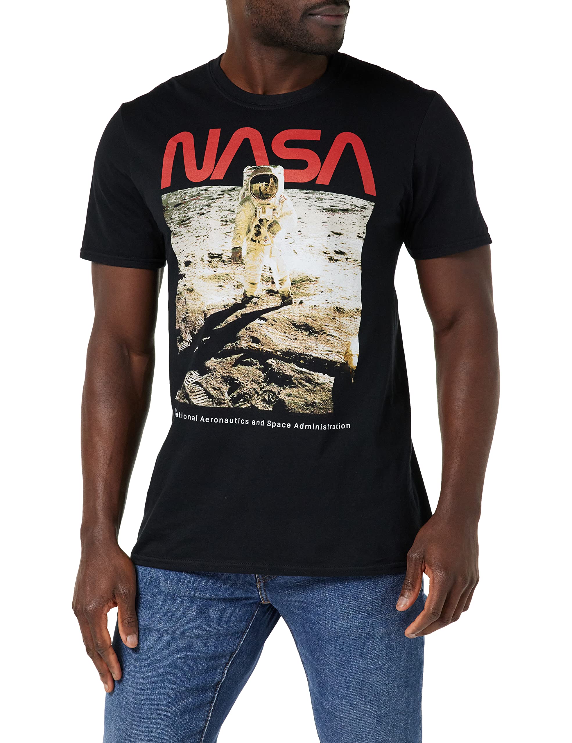 Nasa Men's Aldrin T Shirt, Black, L UK