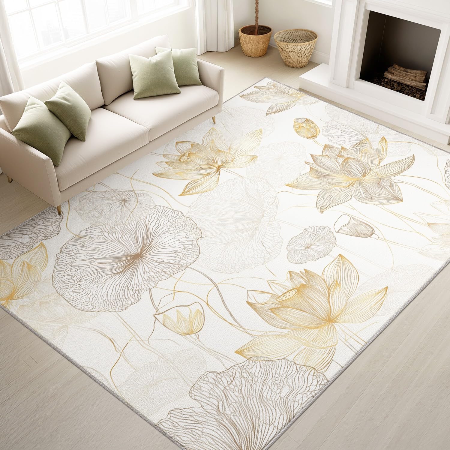 Tapis de salon floral artistique 120x180 doux et lavable pour chambre