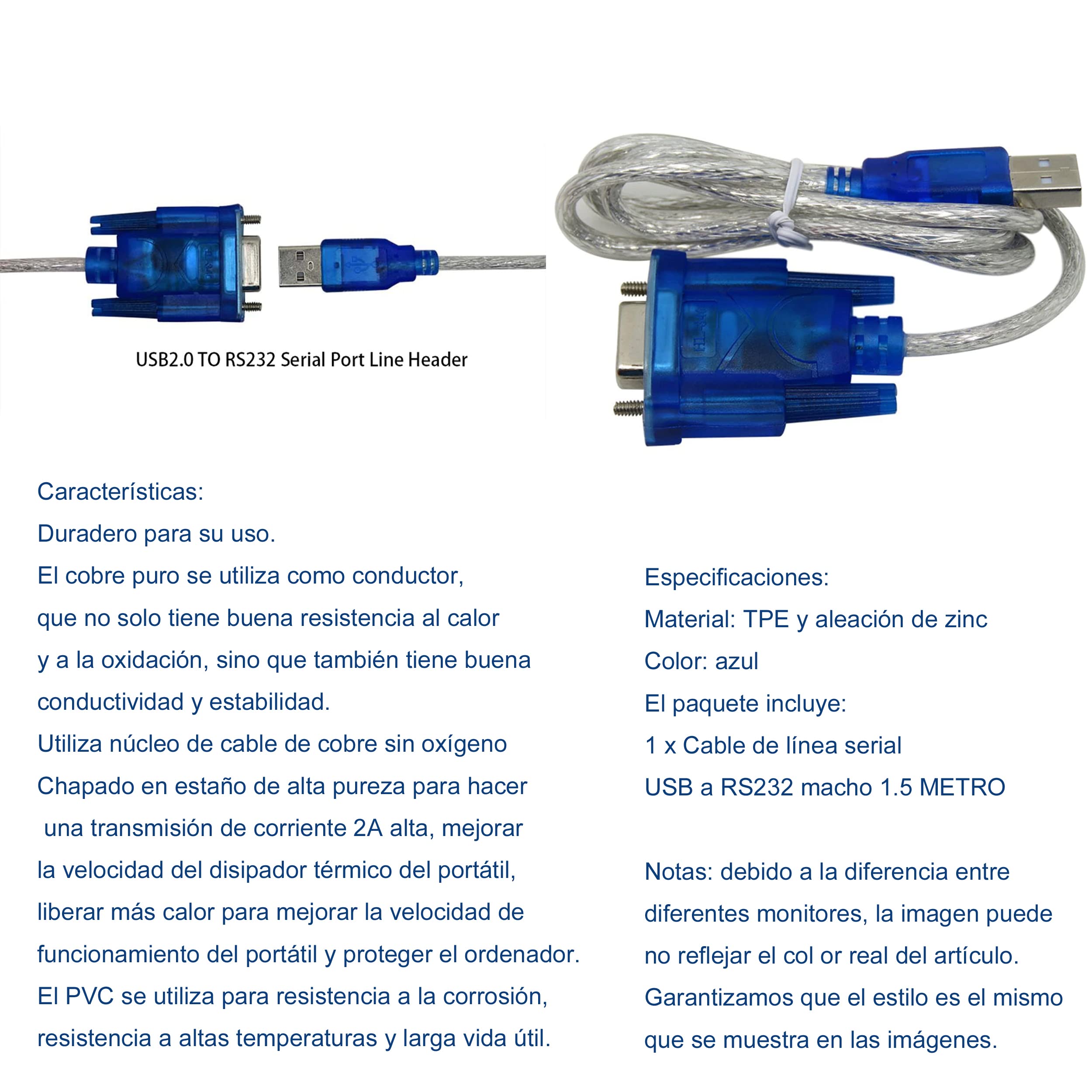 Cavo Adattatore USB 2.0 Maschio A RS232 Femmina (DB9) Con Chip FTDI, 1,5 Metri, Per Collegare PC A Dispositivi Seriali, Modem, PDA - 3