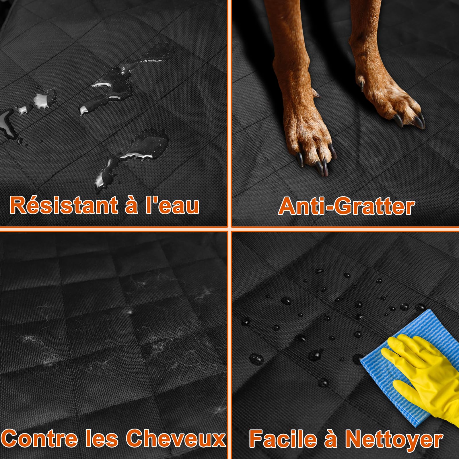 Alfheim Coussin Siège voiture anti usure pour Animaux De Compagnie/Chien, Ancrage Fixe De Caoutchouc Fond Anti-Dérapant Et ceinture De Sécurité, réglable (avant Et séparé Unique Utilisation)