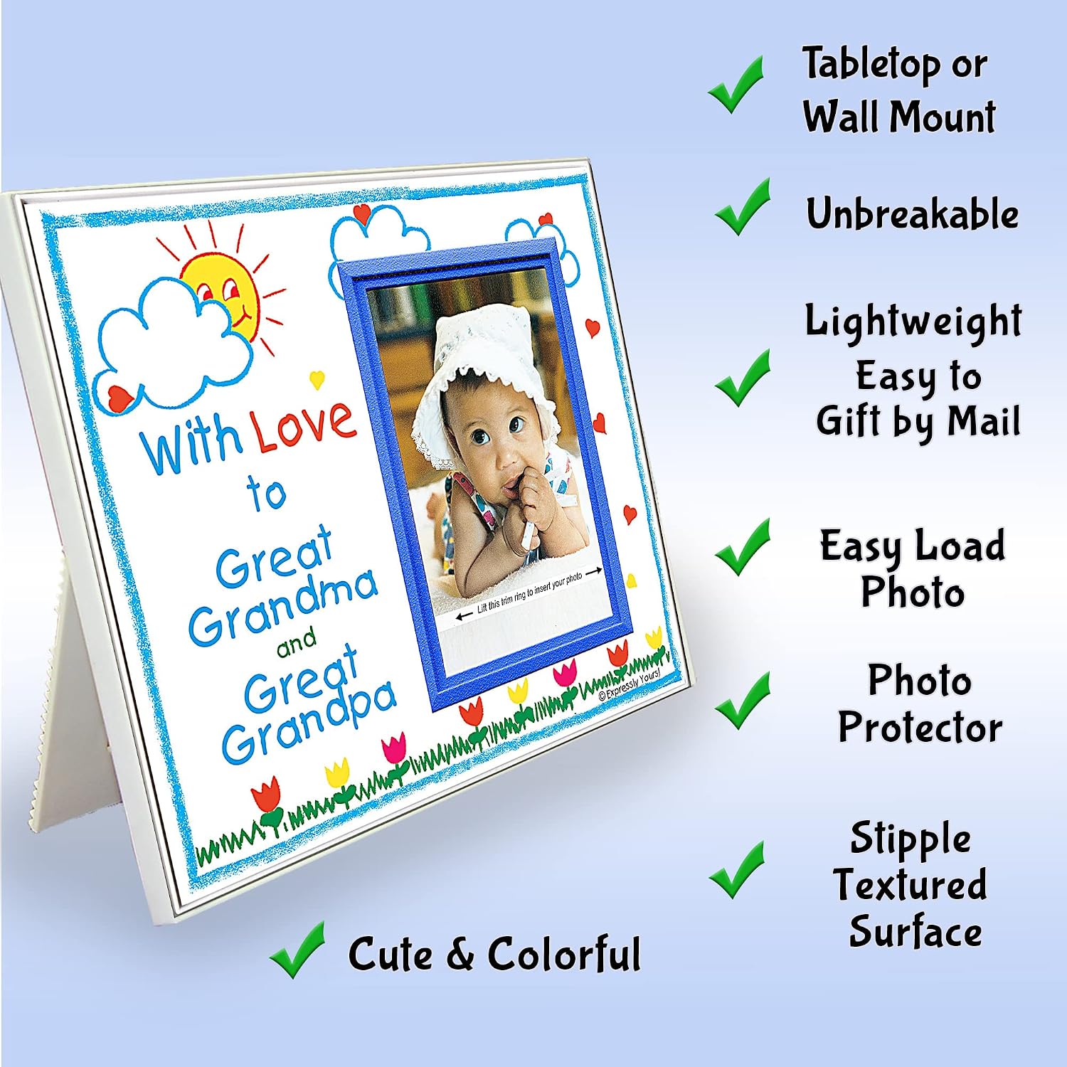 Great Grandma and Great Grandpa Picture Frame | Great Grandparents Photo Frame | Classic Crayola Design | Great Grandchild Frame | Holds a 3.5 x 5 Photo image 2