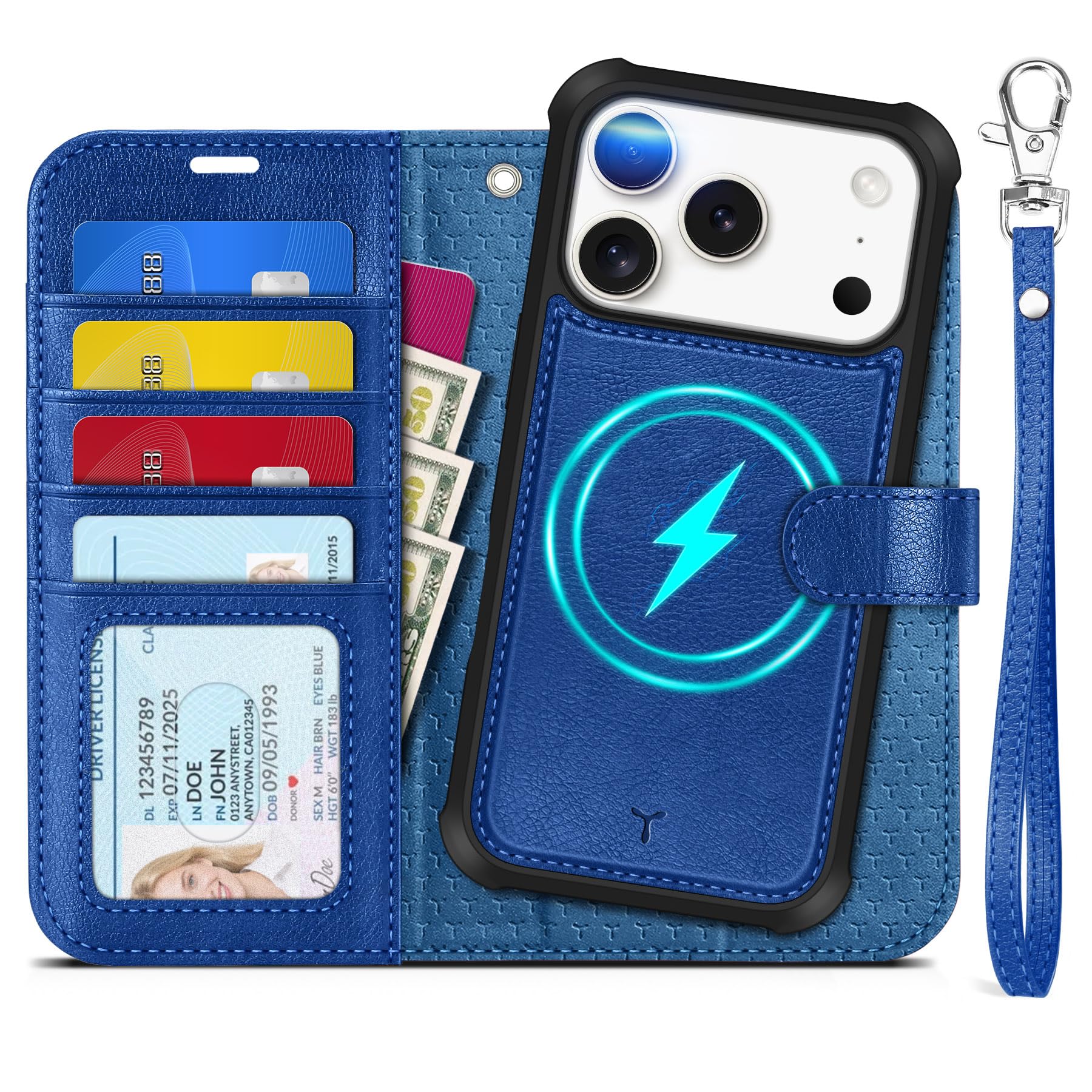 TUCCH Coque Pour IPhone 17 6,3-pouces 5G 2025 [Blocage RFID] Emplacement Carte | Etui Portefeuille TPU Antichoc Simili Cuir Béquille Protection Robuste Fermeture Magnétique, Violet Foncé Avec Dragonne