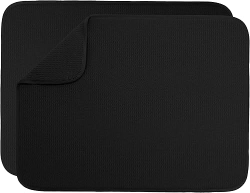 S&T INC. Tapete para secar platos XL, 18 x 24 pulgadas, tapete de microfibra absorbente para encimera de cocina, tapete de secado de platos para