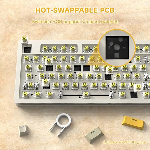 Miniatura 6 de AKC087 Teclado mecánico inalámbrico, 87 teclas compacto TKL teclado para juegos, BT5.02.4Gteclado con cable al 75%, teclado mecánico intercambiable