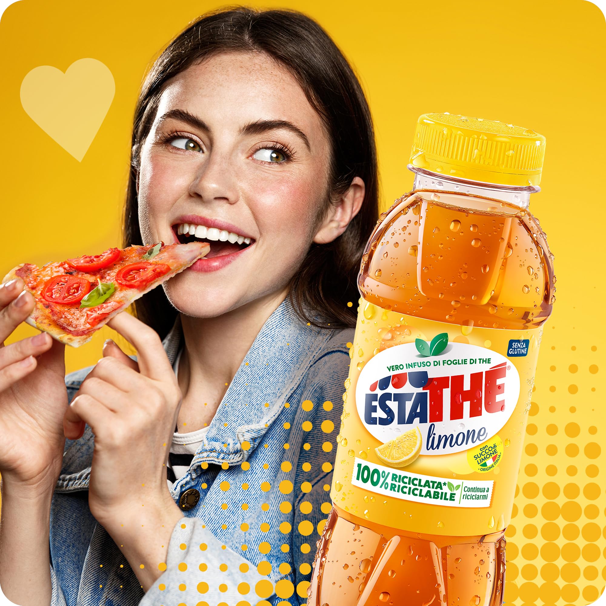 Estathé Limone - The Freddo con Vero Infuso di Foglie di The e Succo di Limone, Bevanda Analcolica Senza Glutine, 12 Bottiglie da 400 ml