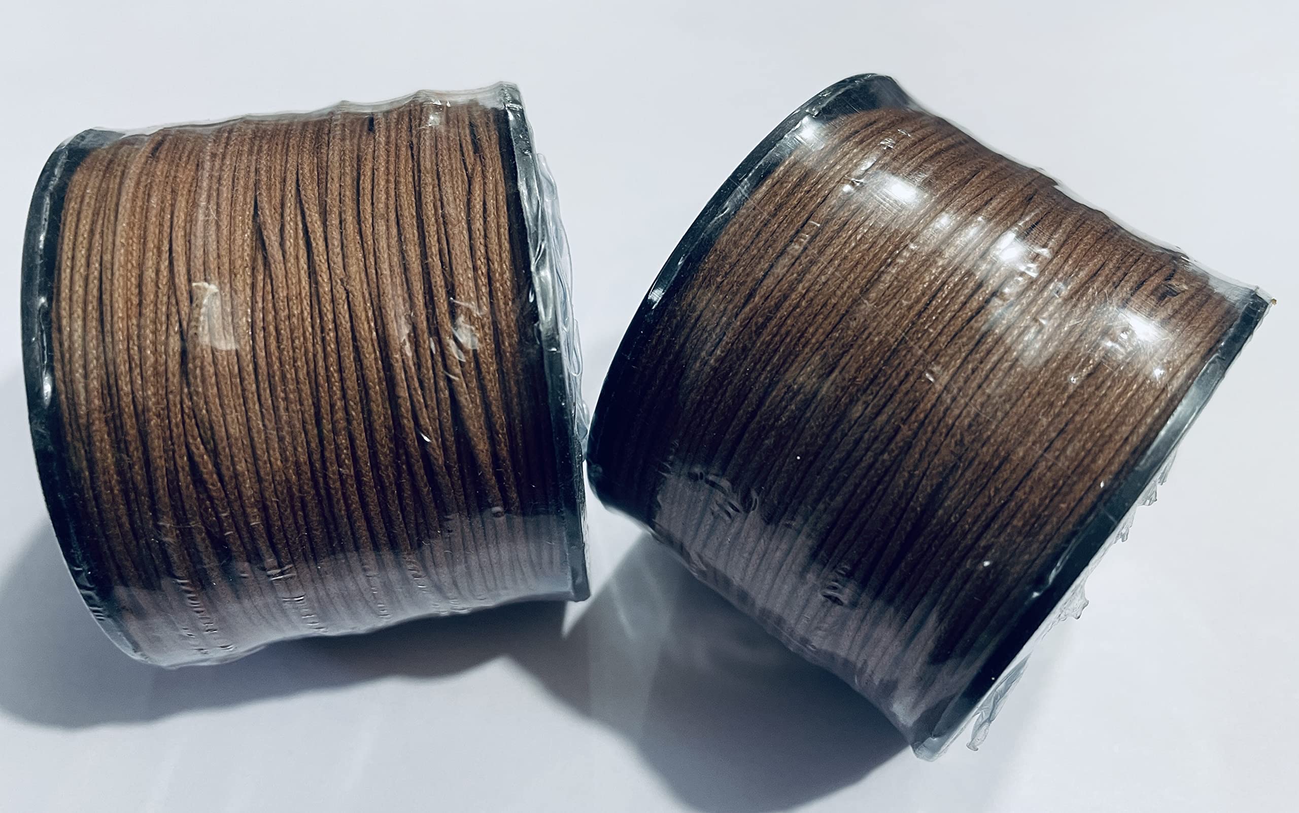 OMX 0.5 MM Thick, String Waxed Cotton Cords Pack of 2 Colours, 100 Mtr in 1 Roll - Total 200 Mtr (Saddle Brown)