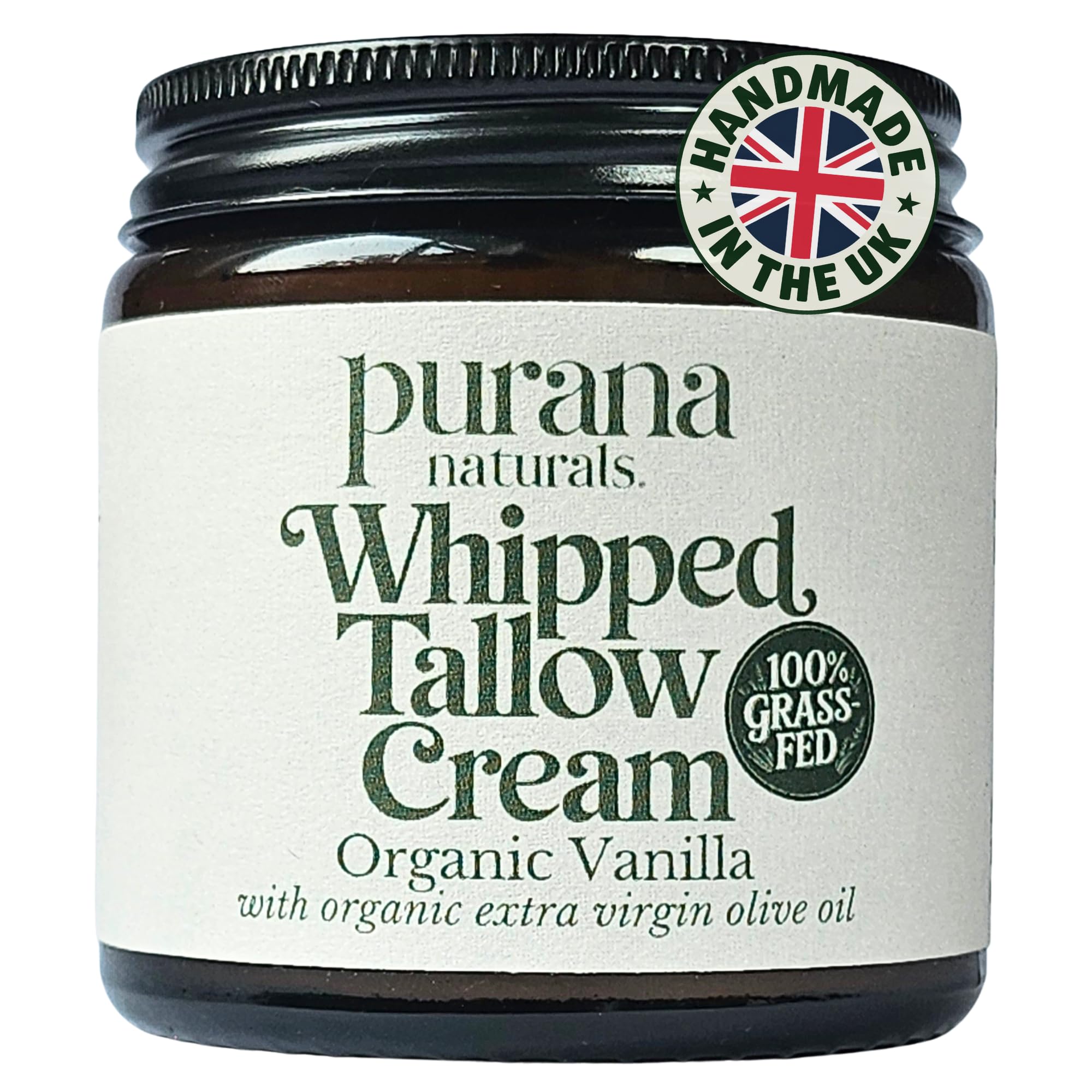 Whipped Tallow Cream, Grass-Fed, Halal Beef Tallow Skincare with Organic Olive Oil, Seed Oil Free