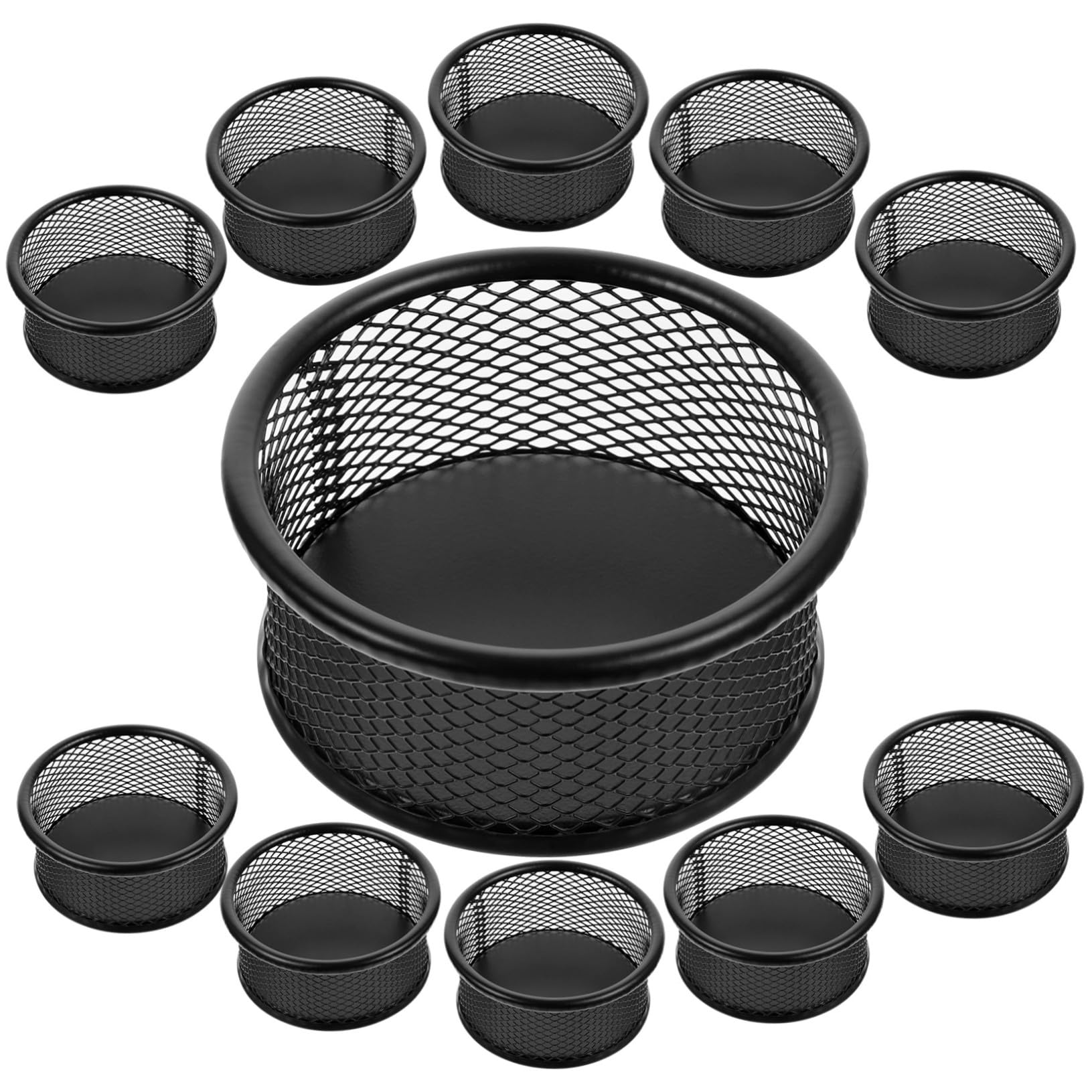 Dispensador de Clips de Hierro Negro para Oficina y Escuela, Organizador Elegante y Simple para Almacenamiento de Clips y Objetos Compactos, Pack de 12 Unidades