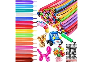 100 Pack Twisting Animal Rainbow Balloons Kit with Pump