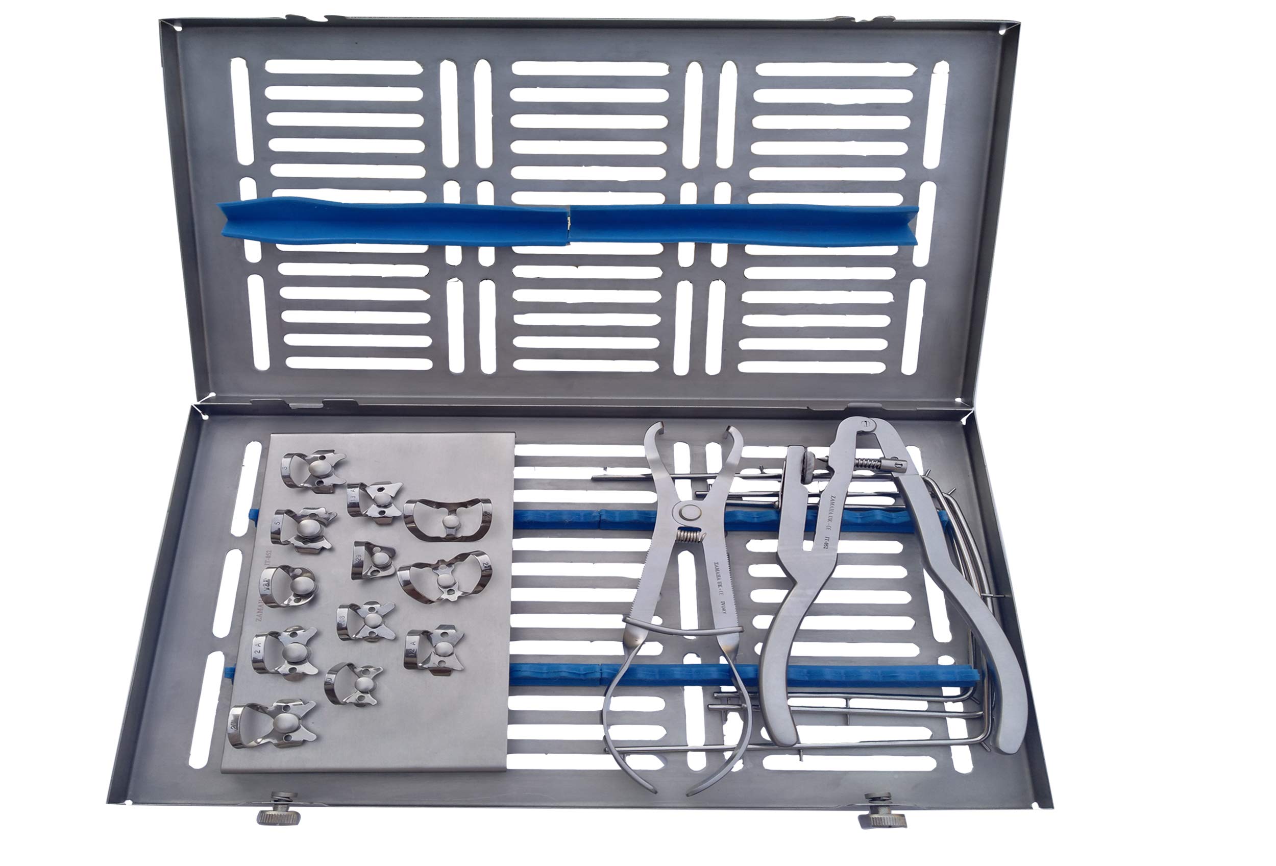 Rubber Dam Kit - Set of 19 pcs - Rubber Dam Set - Rubber Dam Instruments Set of 19 pcs with Sterilization Cassette of 20 pcs Zamaha UK