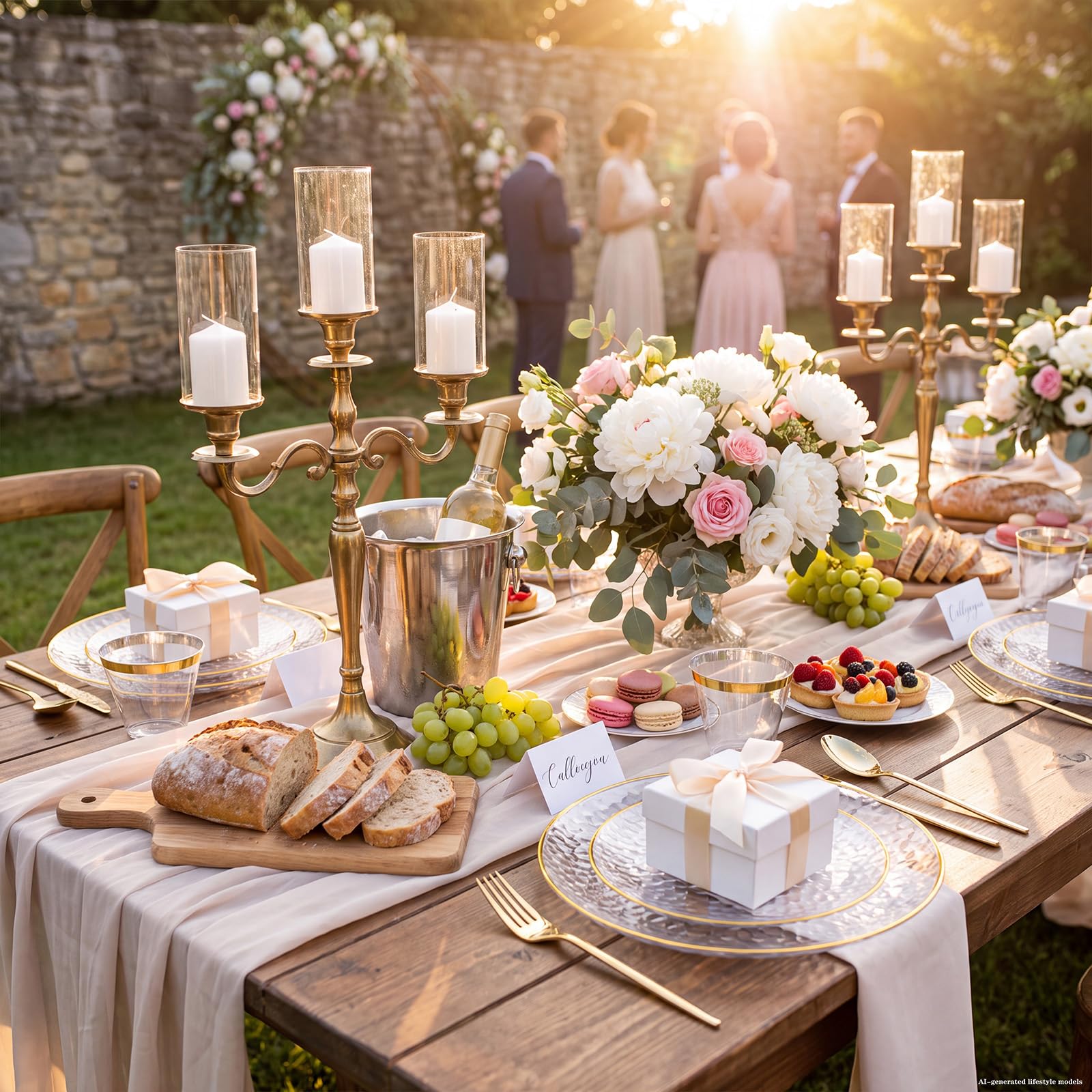 Gold Disposable Plates Set - 180 Piece Party Dinnerware -5 Gold Disposable Plates Set - 180 Piece Party Dinnerware -5