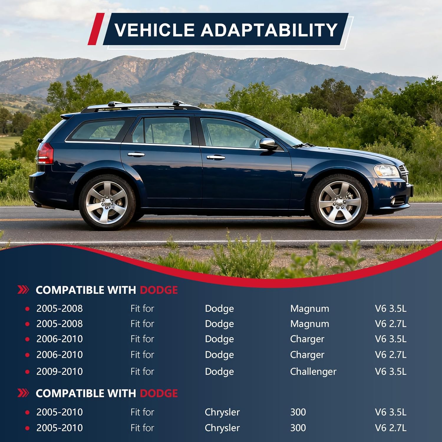 19025N Starter Motor Compatible with Dodge Charger 3.5L 2006-2010, Challenger 3.5L 2009-2010, Chrysler 300 3.5L 2005-2010, 10-Teeth 1.2KW CW 12V, Replaces OE# 04608800AA 04608800AC