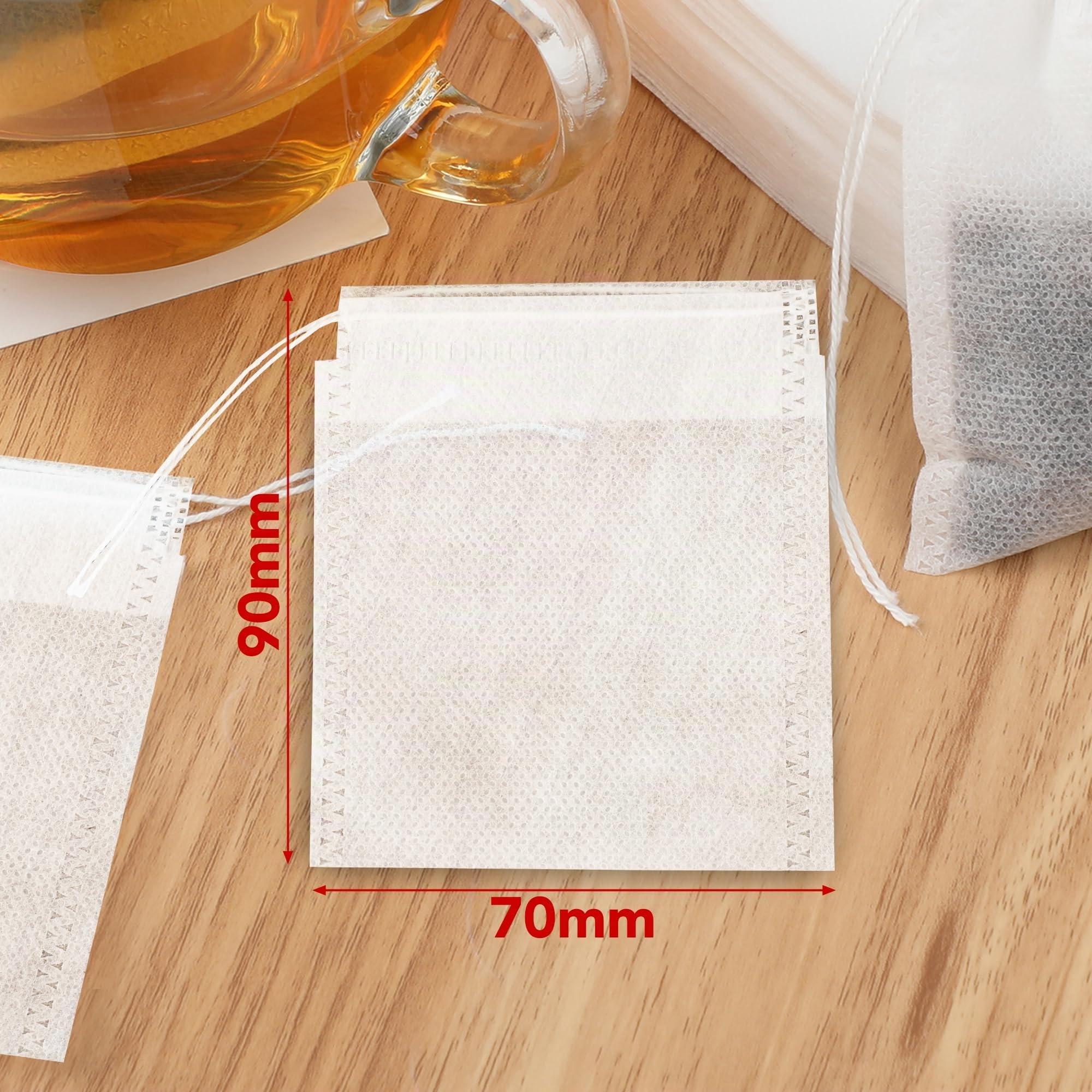 600 unidades filtro te 7x9 cm, colador de papel para té suelto, bolsas de sostenibles para hierbas, especias y café, aromático, neutro en sabor y ecológico.
