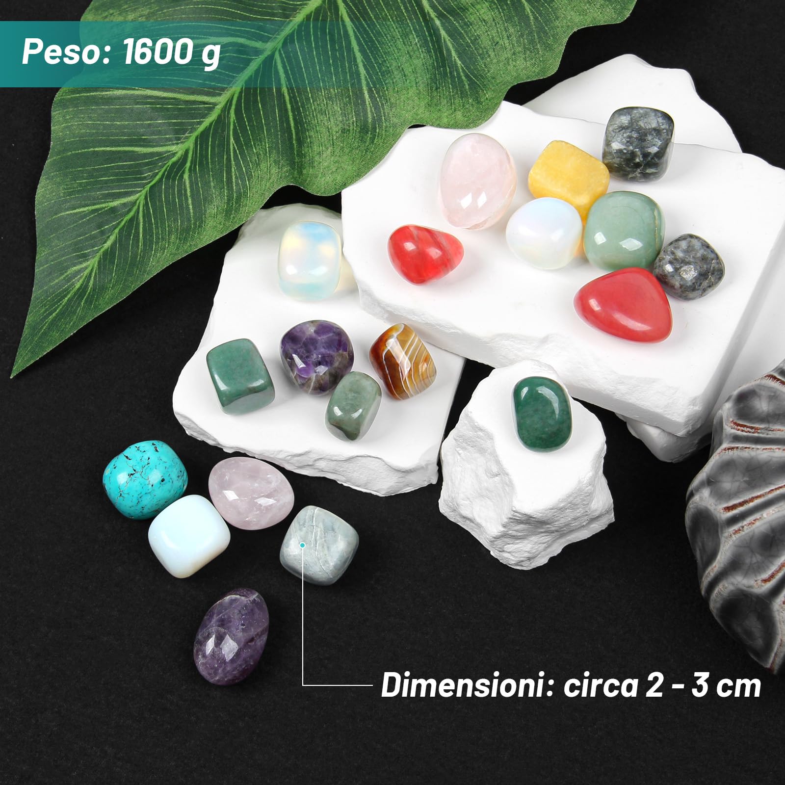 1600 g pietre burattate miste a colori caldi, 2–3 cm, cristalli naturali lucidati per decorazione, collezione, meditazione, Wicca e Reiki