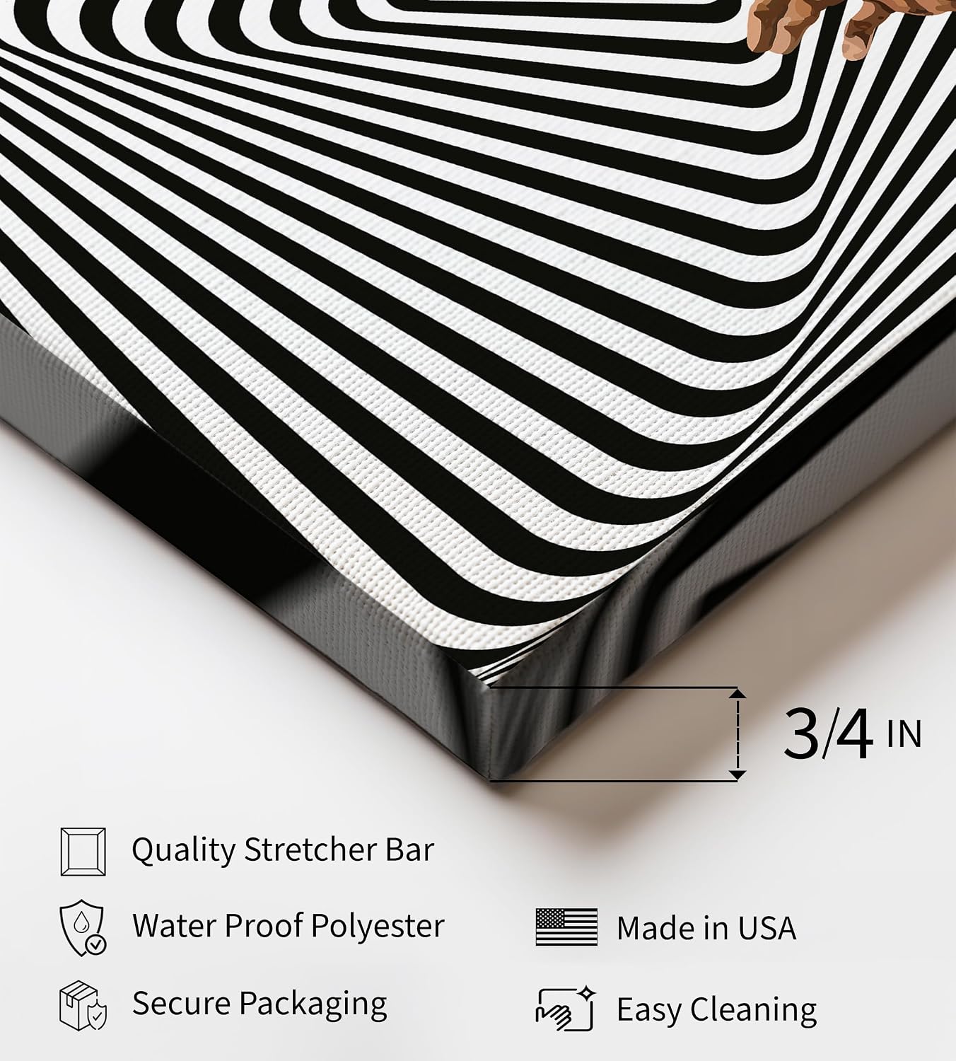 Poster Master Hands Canvas - Retro Optical Illusion Print - Trippy Art - Black & White Wall Design - Funky & Preppy Art - Romantic Living Room or Dorm Wall Decor - 8x10 STRETCHED Canvas