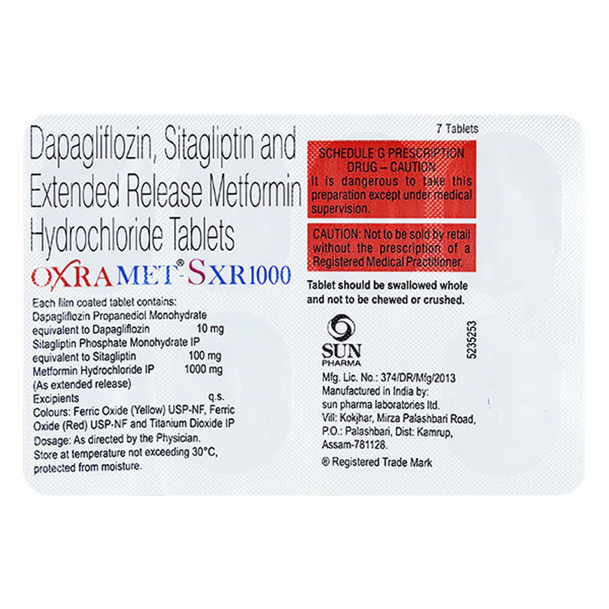 Oxramet-S XR 1000 - Strip of 7 Tablet