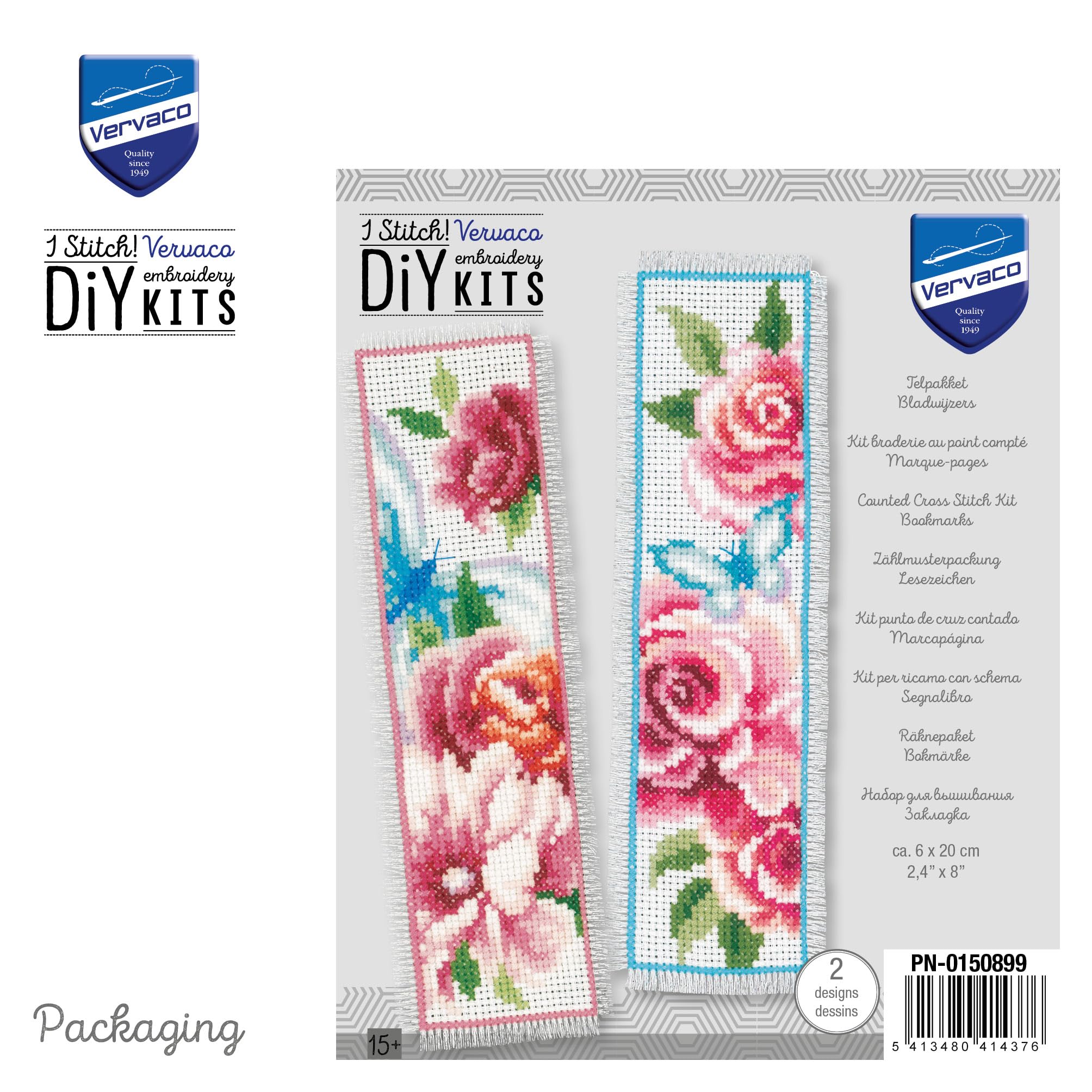 Kit Broderie Point De Croix Marque-Page DIY Papillons Et Fleurs IV - Loisir Créatif Adulte Débutant, 6x20 Cm