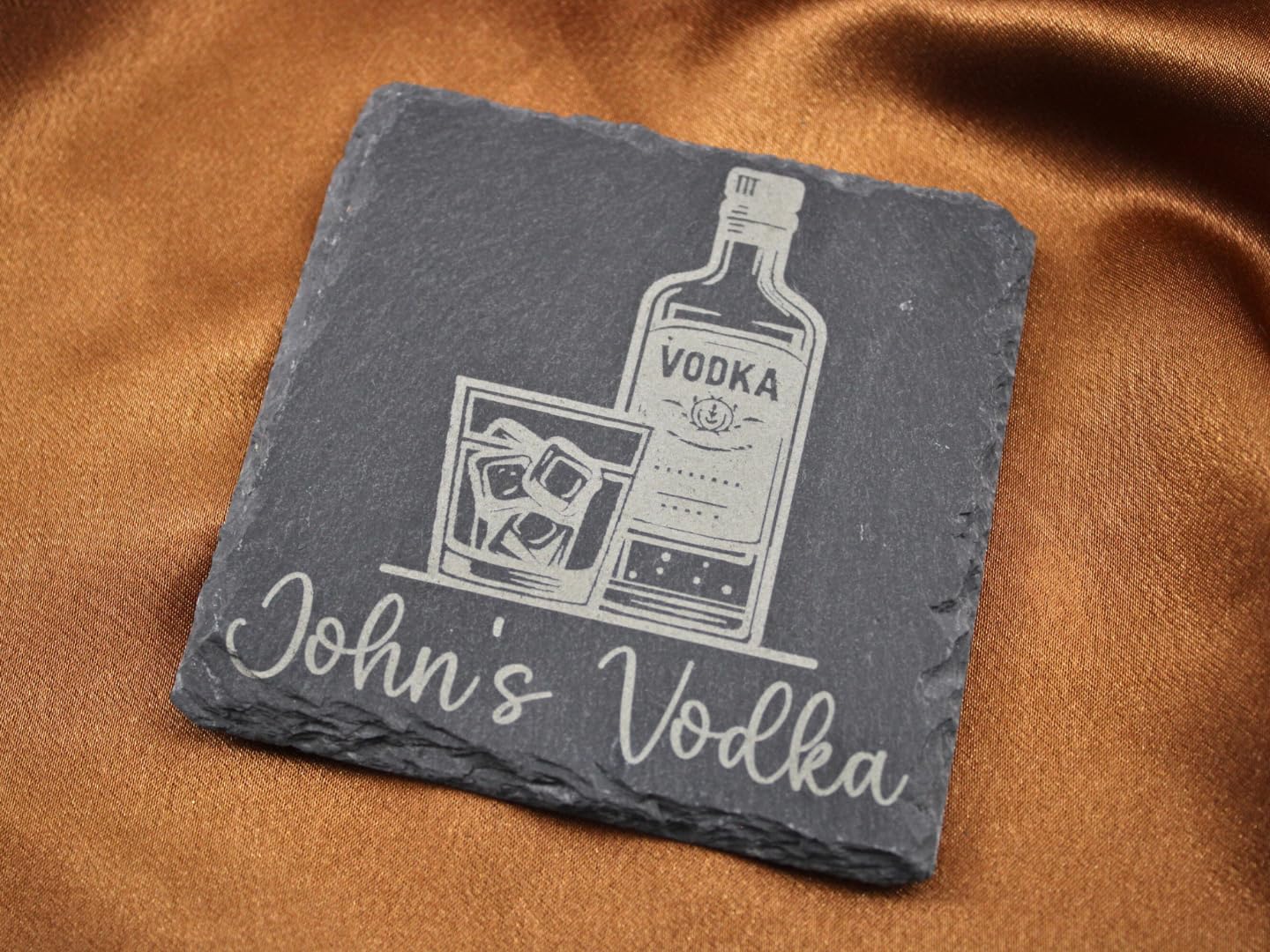 Square Personalised Vodka Engraved Slate Coaster
