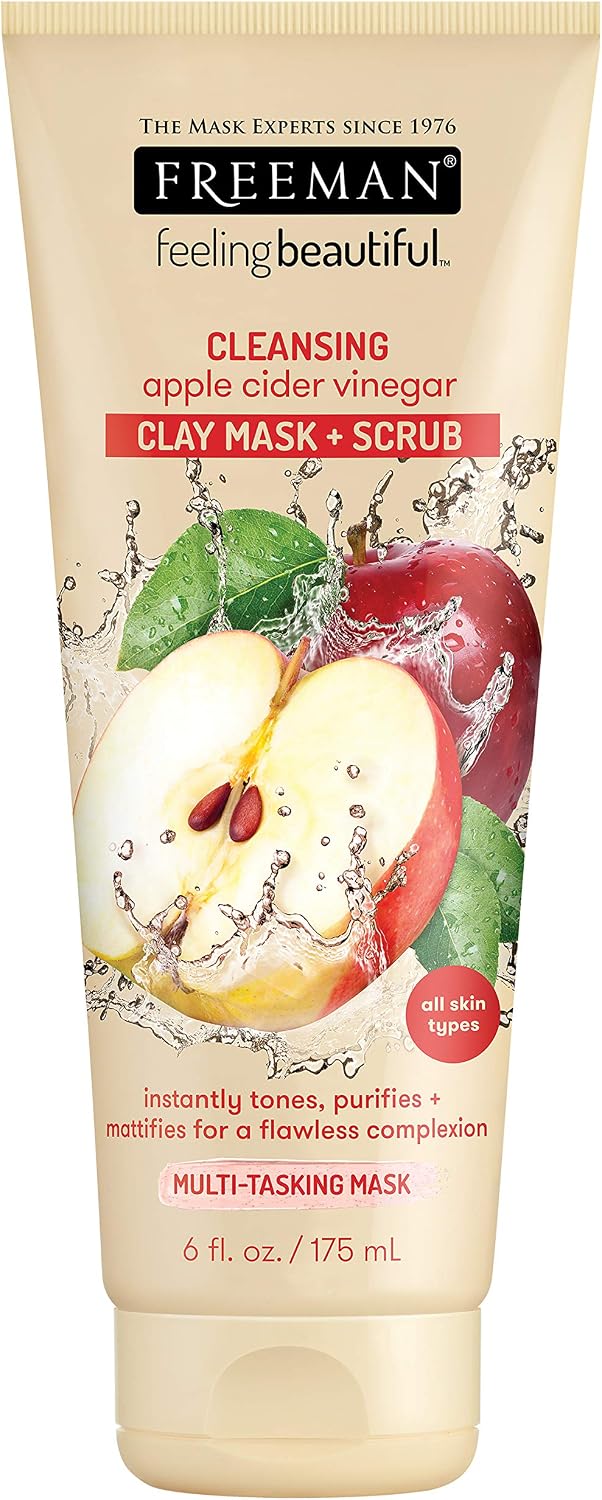 Freeman Facial Apple Cider Vinager 4-In-1 Foaming Clay 6oz, cranberry, 177.44 ml (Pack of 1)