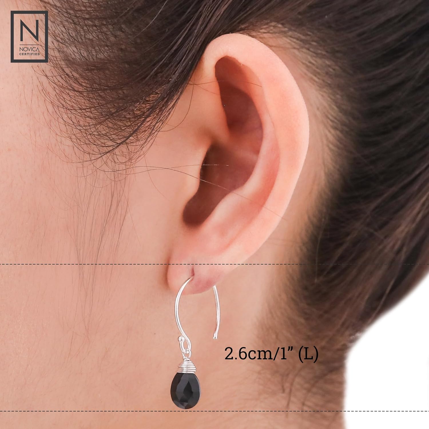 NOVICA Artisan Handmade Black Spinel Dangle Earrings | .925 Sterling Silver | Thai Jewelry | 'Glowing Exotic'