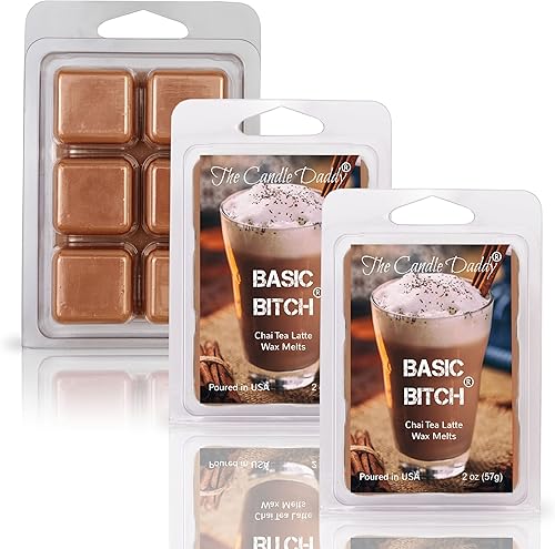 Miniatura 3 de The Candle Daddy Basic Bitch - Chai Tea Latte - Cera perfumada para derretir - 1 paquete - 2 onzas - 6 cubos de canela