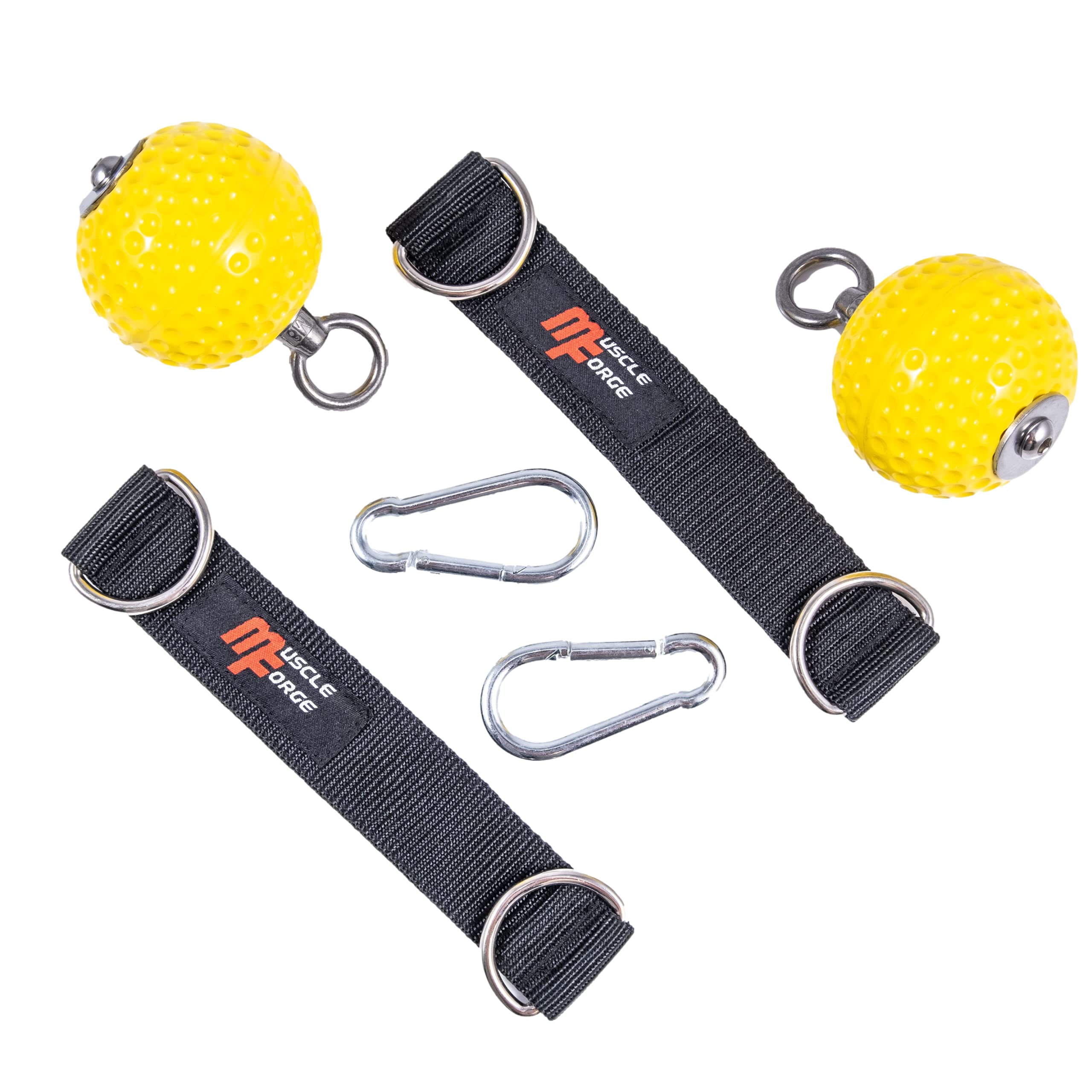 Palline Presa Allenamento - Grip Ball Antiscivolo per Trazioni, Arrampicata, Calisthenics - Rafforza Avambraccio, Resistenza - 2 Sfere con Moschettoni, Cinghie - Carico 240 kg