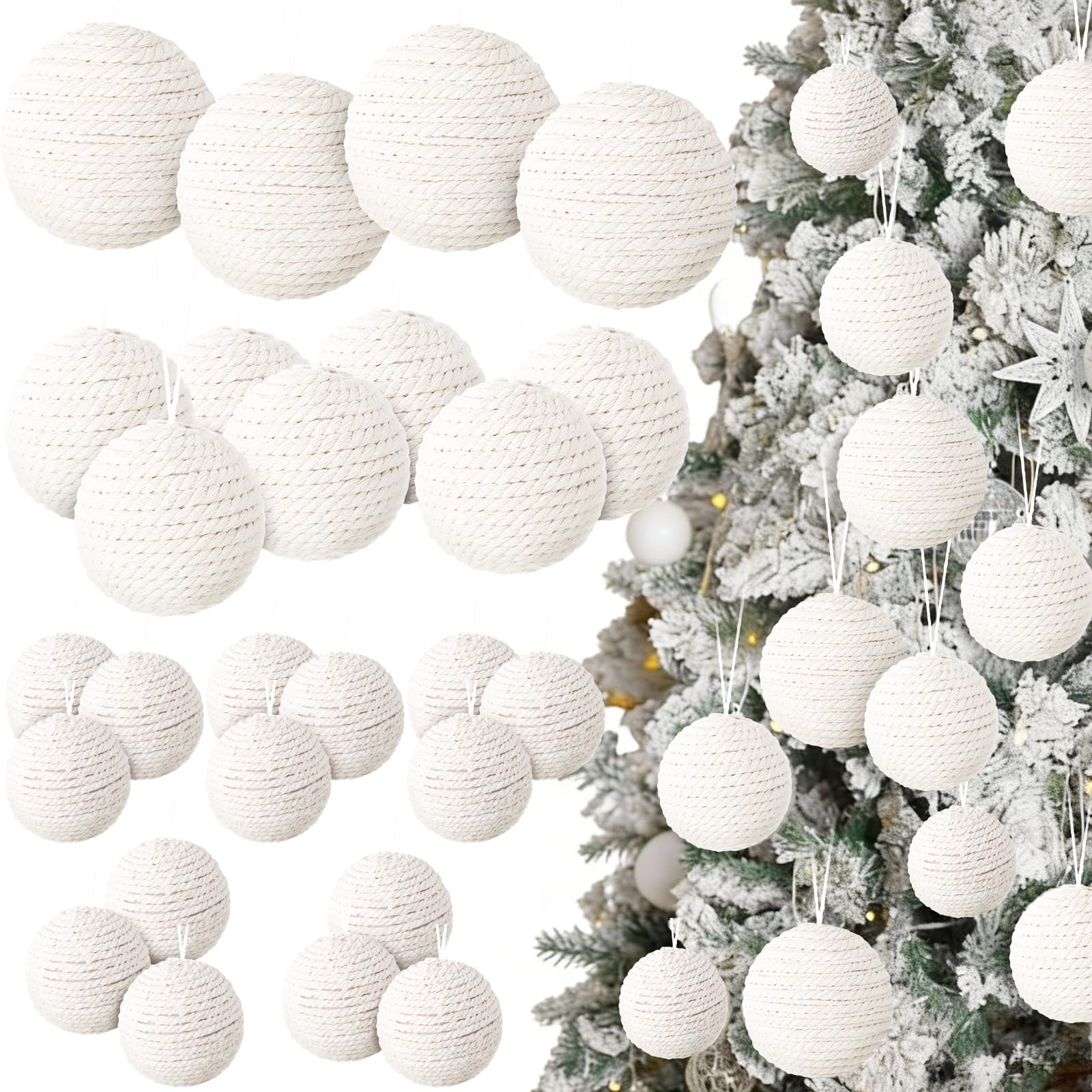Boules de Noël en jute naturelle Gejoy pour une décoration de table et de maison chaleure