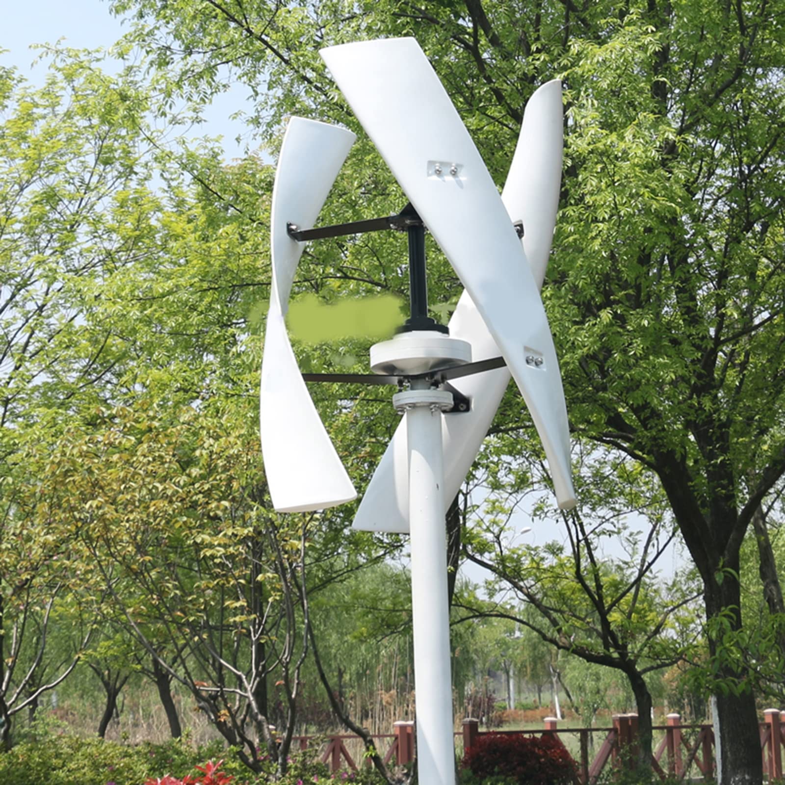 9000W sans Bruit Éolien Magnétique Vertical, 3 Lames avec Contrôleur De Charge 12V 24V 48V 220V Axe Vertical Éolien pour Jardin (Blanc) (Blanc)