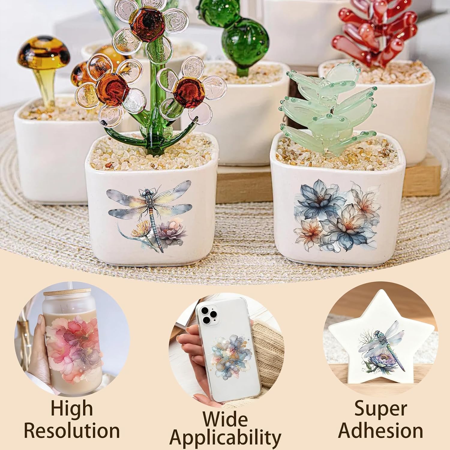 2PCS Flowers UV DTF Cup Wrap Stickers