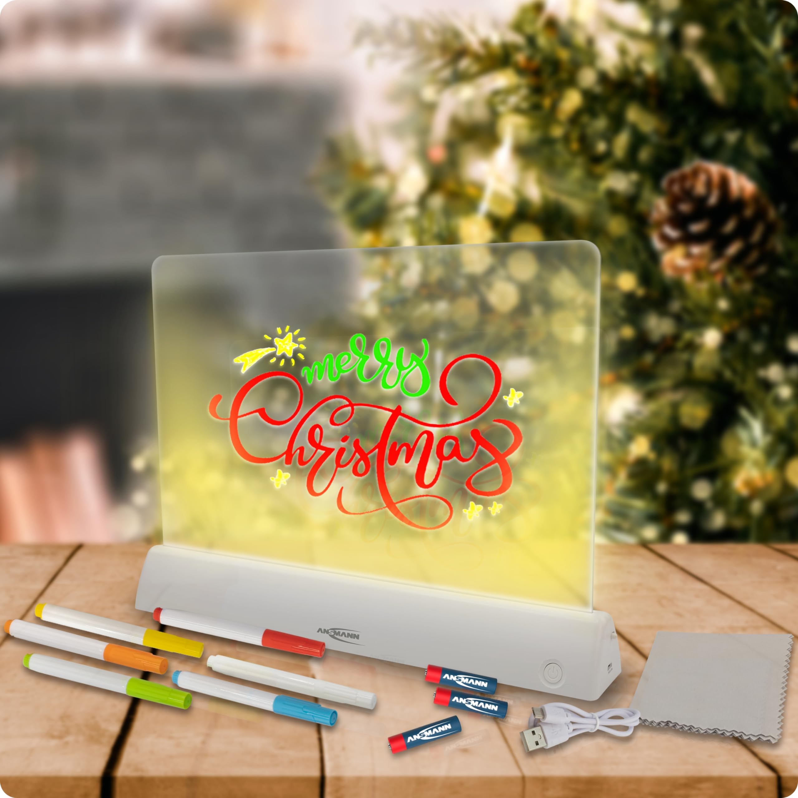 ANSMANN Tavolo da disegno luminoso con varie funzioni di luce LED, accessorio di design come luce decorativa, Tavolo da disegno luminoso per un divertimento vario nella pittura