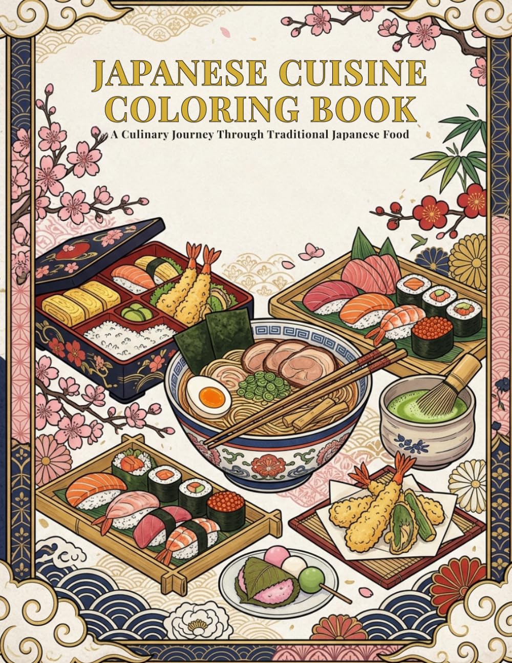 JAPANESE CUISINE COLORING BOOK: A Culinary Journey Through Traditional Japanese Food