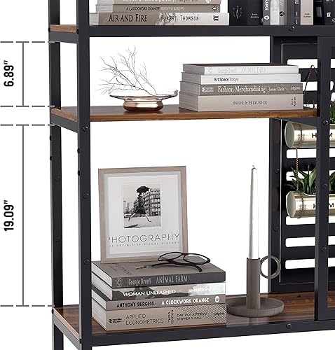 Miniatura 2 de Anivia - Estantería industrial alta de 5 niveles, con marco de metal de madera, estantería de pie, organizador de almacenamiento para dormitorio,
