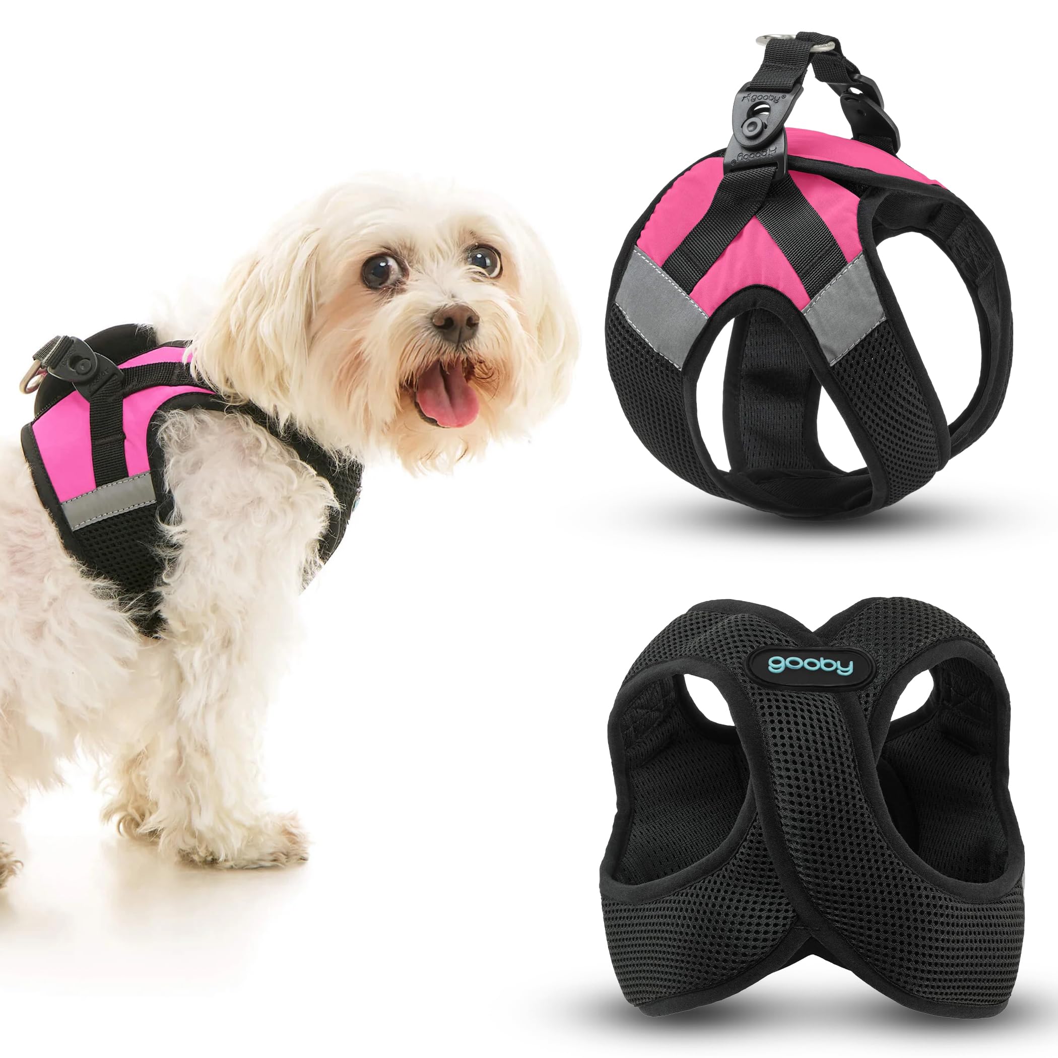 Gooby Soft Mesh X Step in Dog Harness - Pink, X-Small