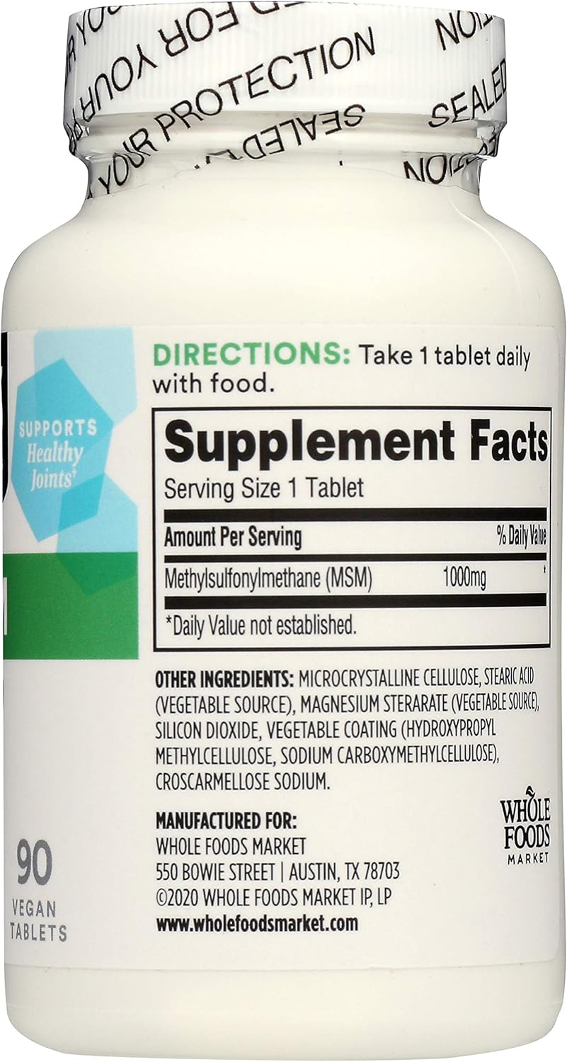 365 by Whole Foods Market, MSM 1000Mg, 90 Tablets (Pack of 2)