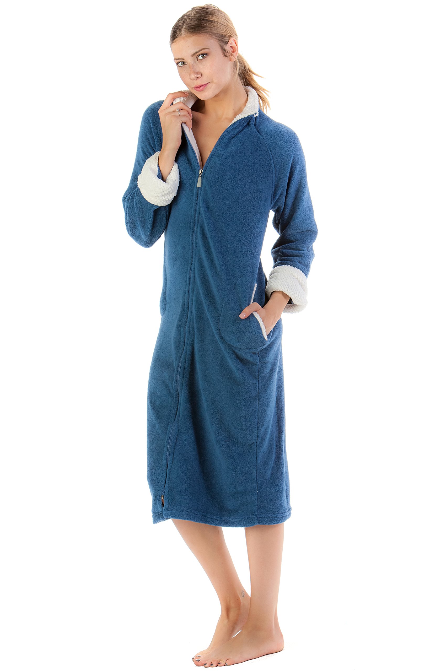 Casual Nights Womens Housecoat Zip Robe Fleece House Coat Duster