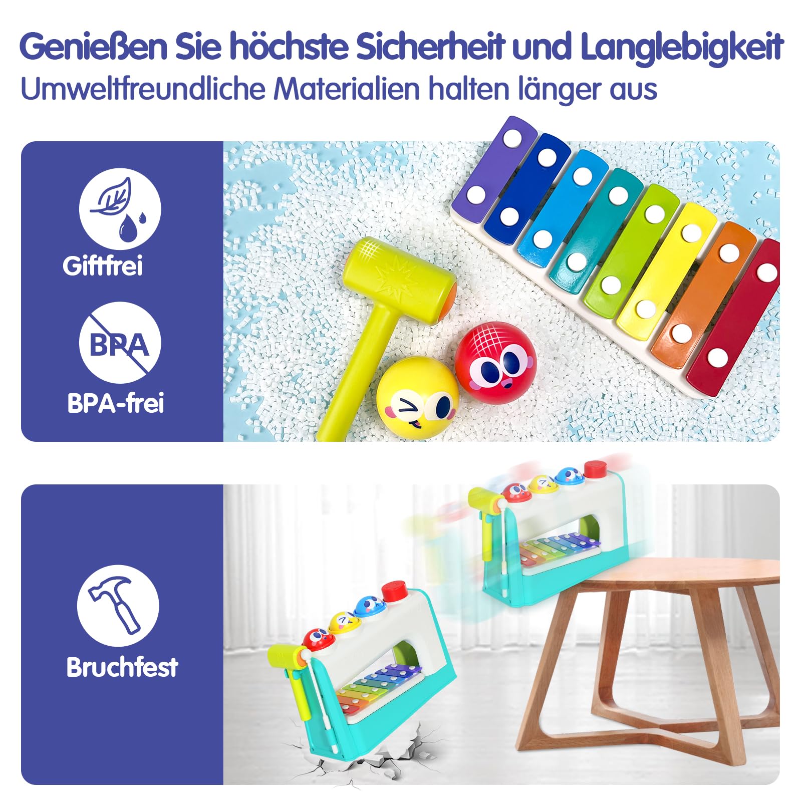 HOLA Spielzeug ab 1 Jahr, Hammerspiel Xylophon Kinderspielzeug ab 1-2 Jahre Baby Geschenk für 1 Jahr Jungen und Mädchen Motorikspielzeug ab 12 Monate