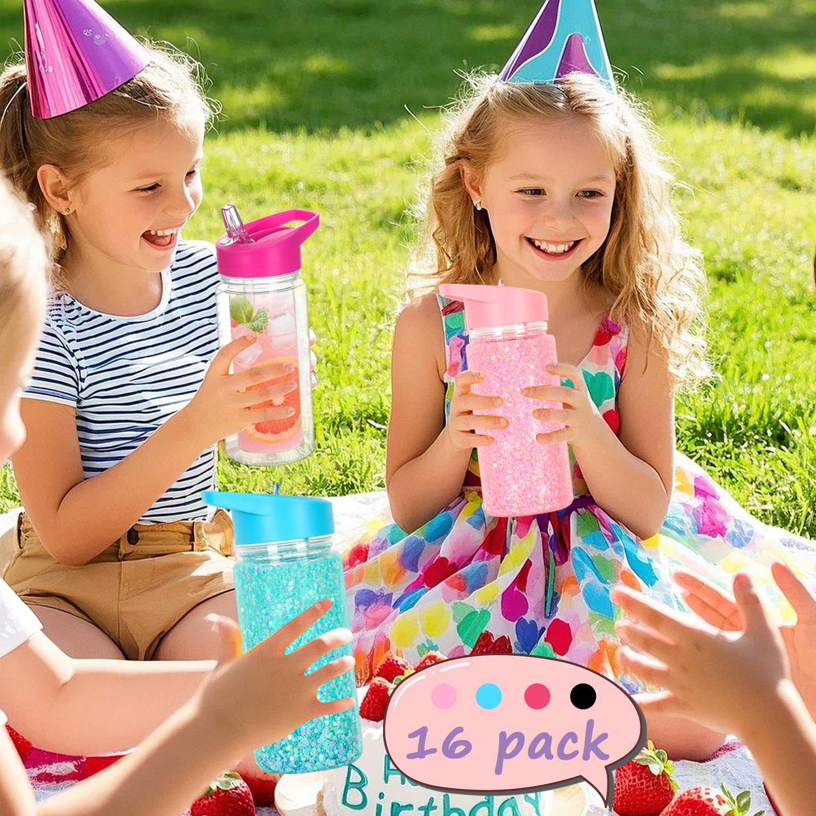 Confezione da 10 bicchieri in plastica da 295 ml, con foro e spina preforati, a prova di perdite, a doppia parete, con manico portatile, per regali fai da te glitterati