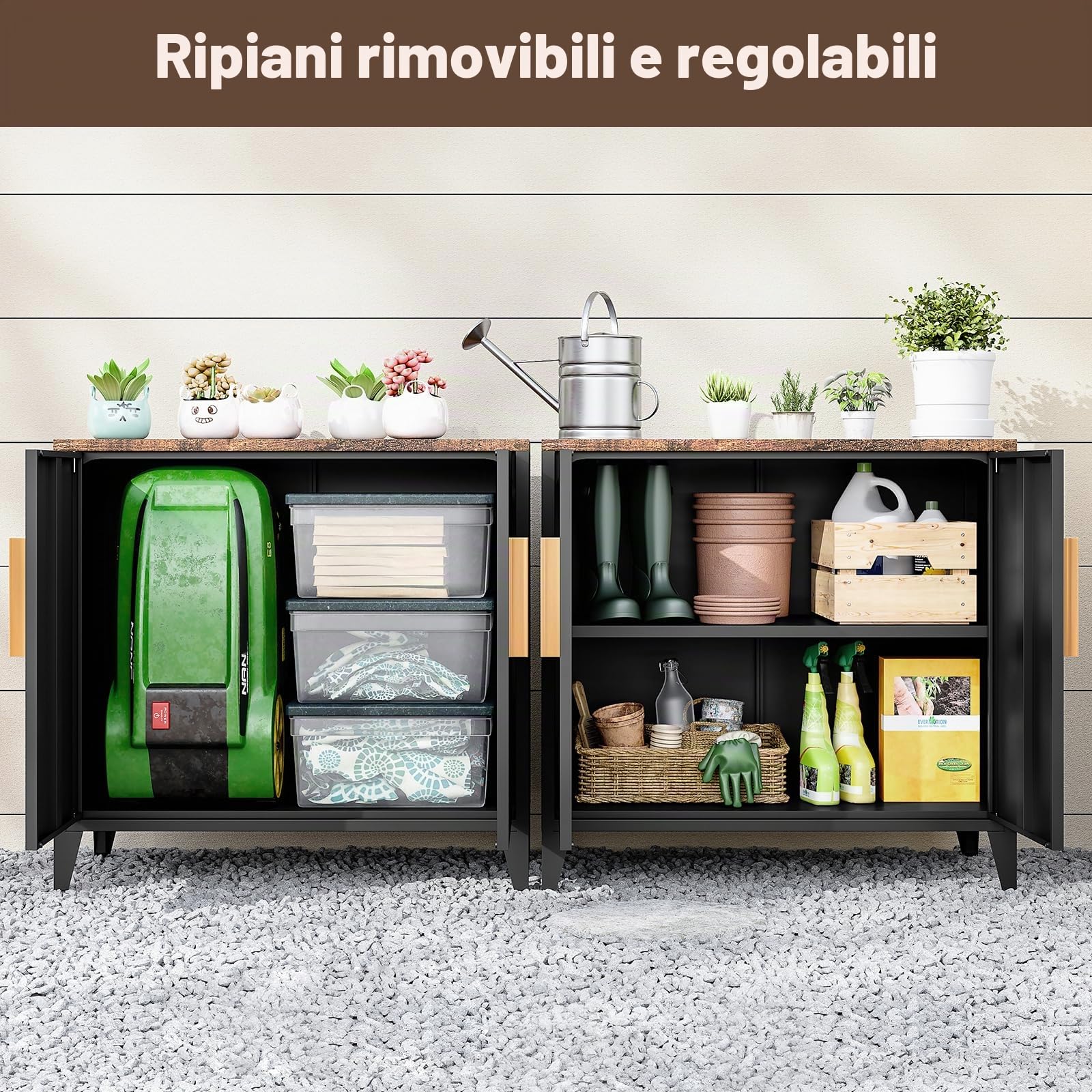 Sightlife Armadio in metallo, mobili da esterno, credenza in metallo, da cucina, da balcone, da giardino, da corridoio, ripiano regolabile, 40 x 80 x 76 cm