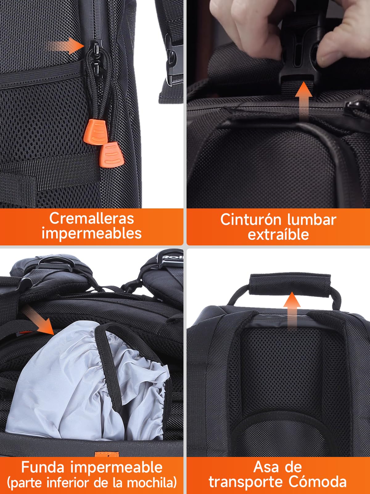 Rollei Mochila fotográfica L Fotoliner - Mochila fotográfica amplia con muchos compartimentos, incl. protección contra lluvia, Negro