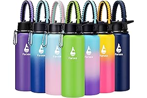 Farsea 40oz Spout Lid Water Bottle with Straw Lid & Paracord Handle
