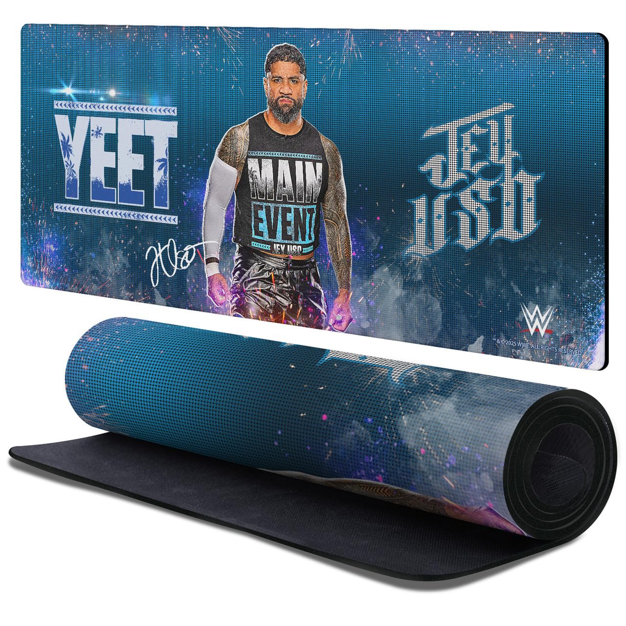 Head Case Designs Officially Licensed WWE Portrait Jey USO 37.4 x 15.75 x 0.16 inches (900 x 400 mm) - XL Gaming Office Desk PC Keyboard Mouse Mat Pad