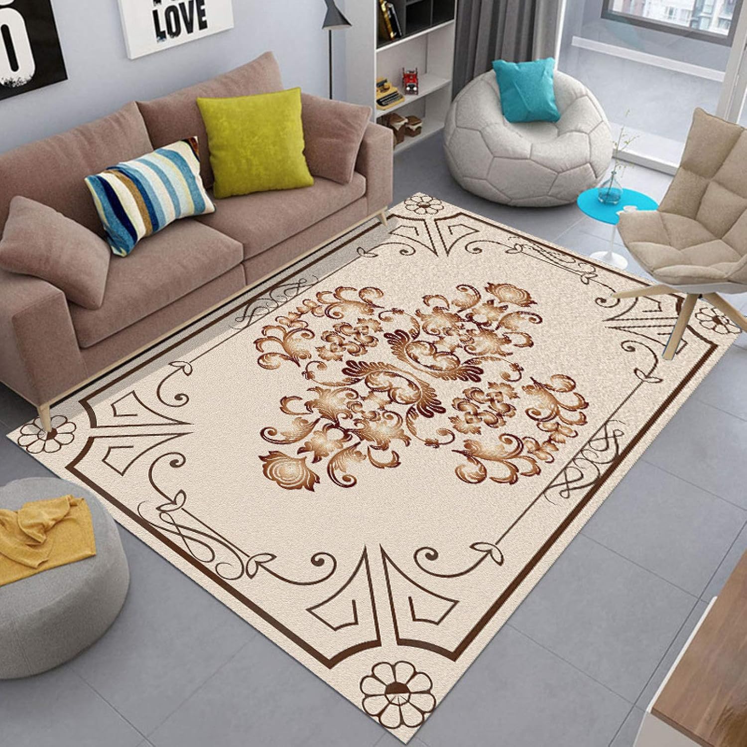 洗えるシャギーラグカーペット 強力滑り止め付き 100×140長方形 ラグ 2