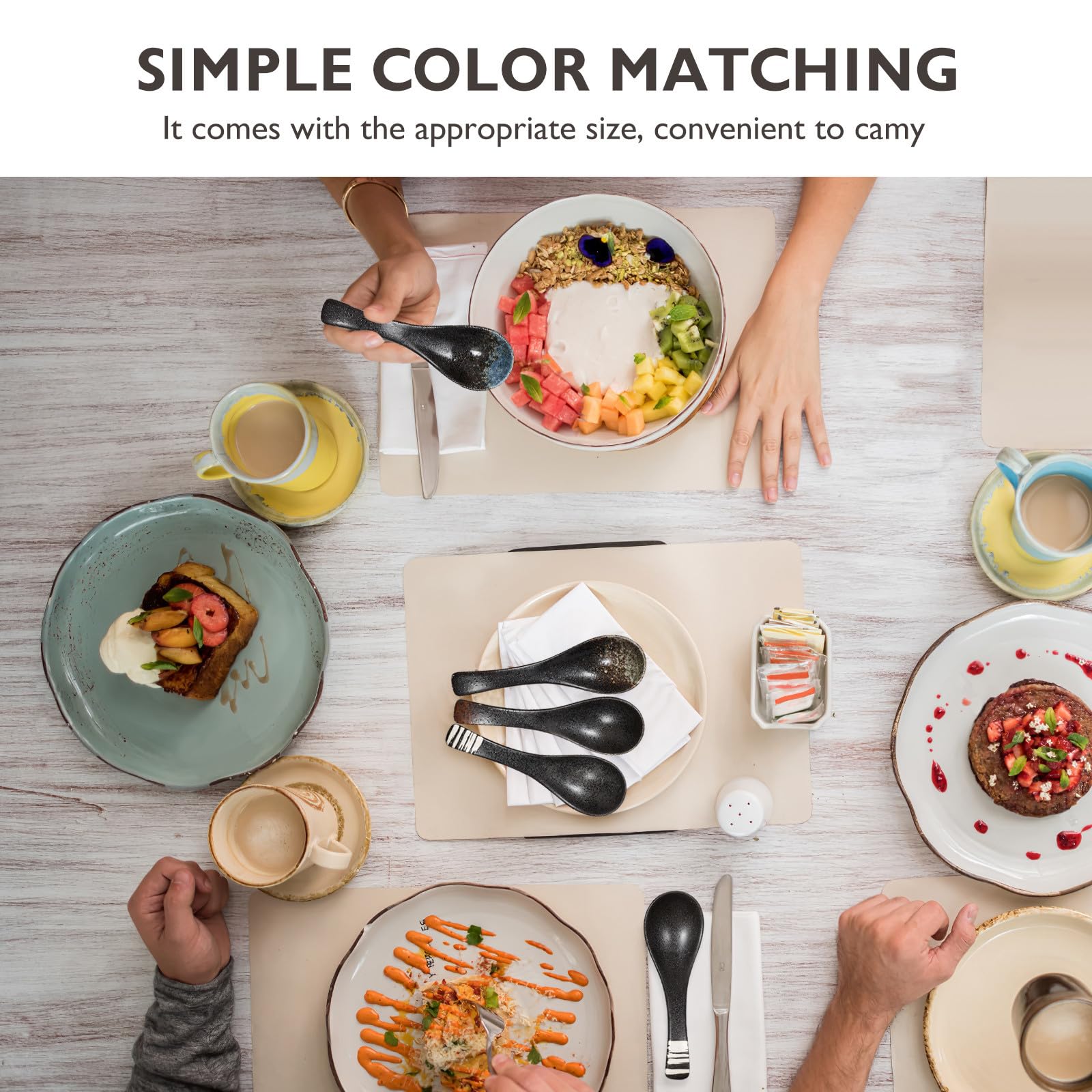 5 Stück Japanisches Keramik Suppenlöffel mit Praktischem Design Gesund und Stilvoll für Küche und Asiatische Suppe Zufällige Farbe